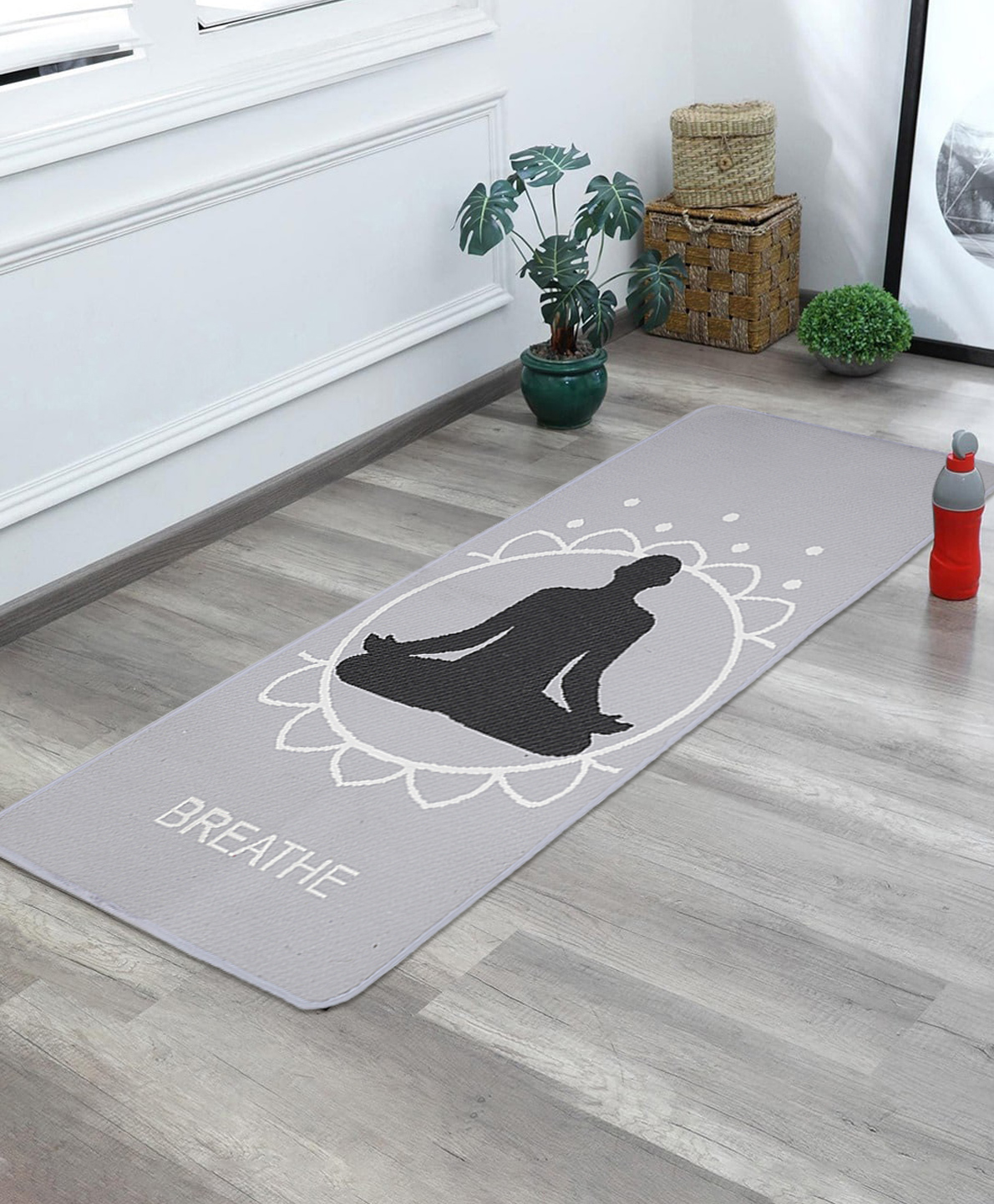 Saral Home Anti Skid Cotton Yoga Exercise Rugs - Grey-picture-18
