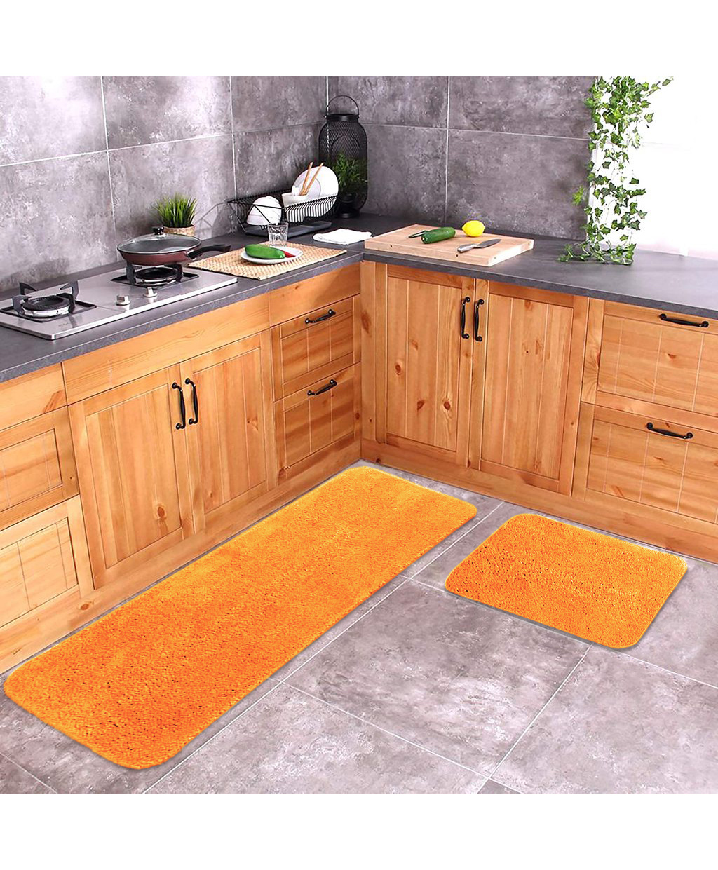 Saral Home Floor Mat &  Runner Set - Orange (Color May Vary)-image-9
