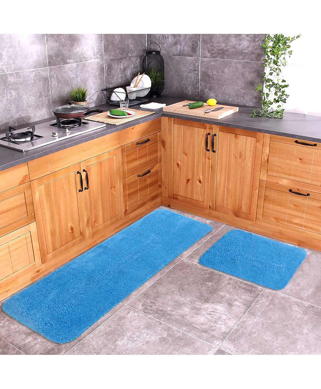 Saral Home Soft Anti Slip Microfiber Multi Purpose Mat & Runner Set - Turquoise (Color May Vary)-picture-42