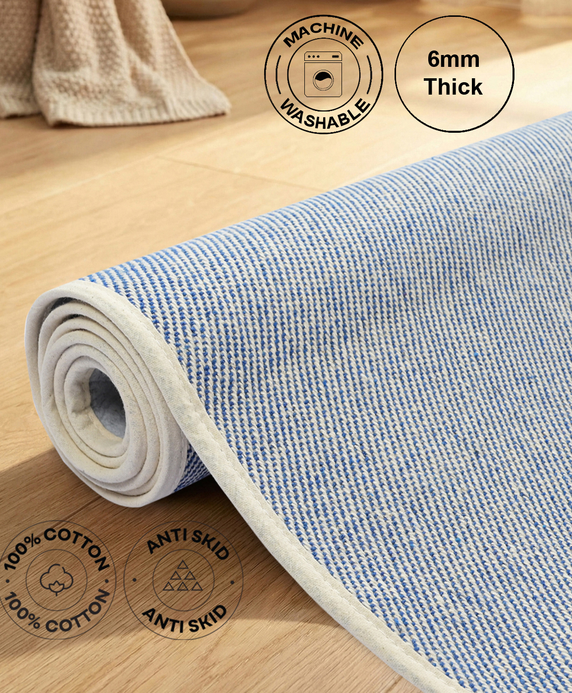 Saral Home Cotton Yoga Mat Runner - beige-picture-19