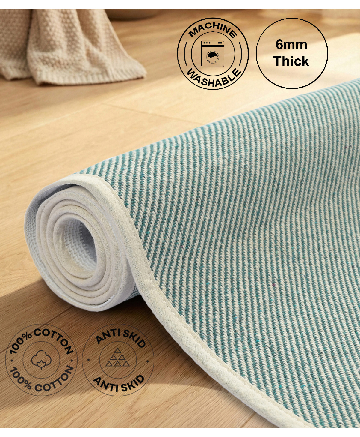 Saral Home Cotton Yoga Mat Runner - Green-image-19