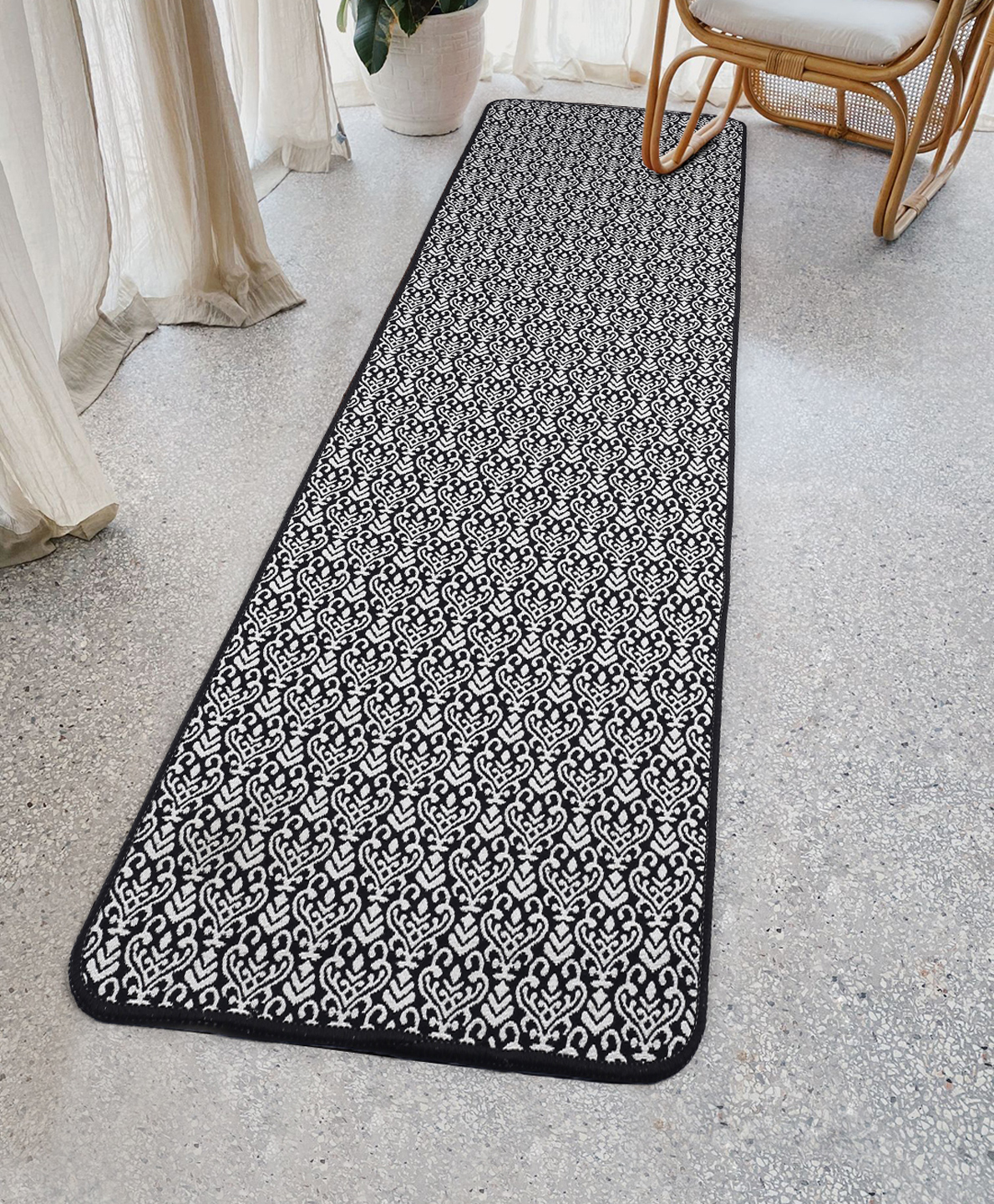 Saral Home Soft Cotton Tufted Jaquard Bedside Runner- Black-picture-36