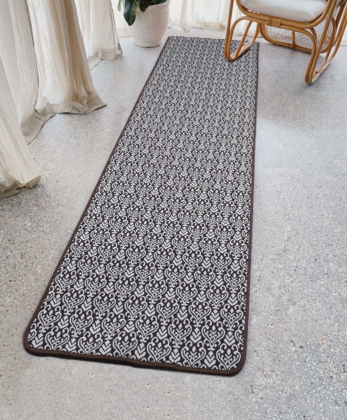 Saral Home Soft Cotton Tufted Jaquard Bedside Runner- Grey-picture-32