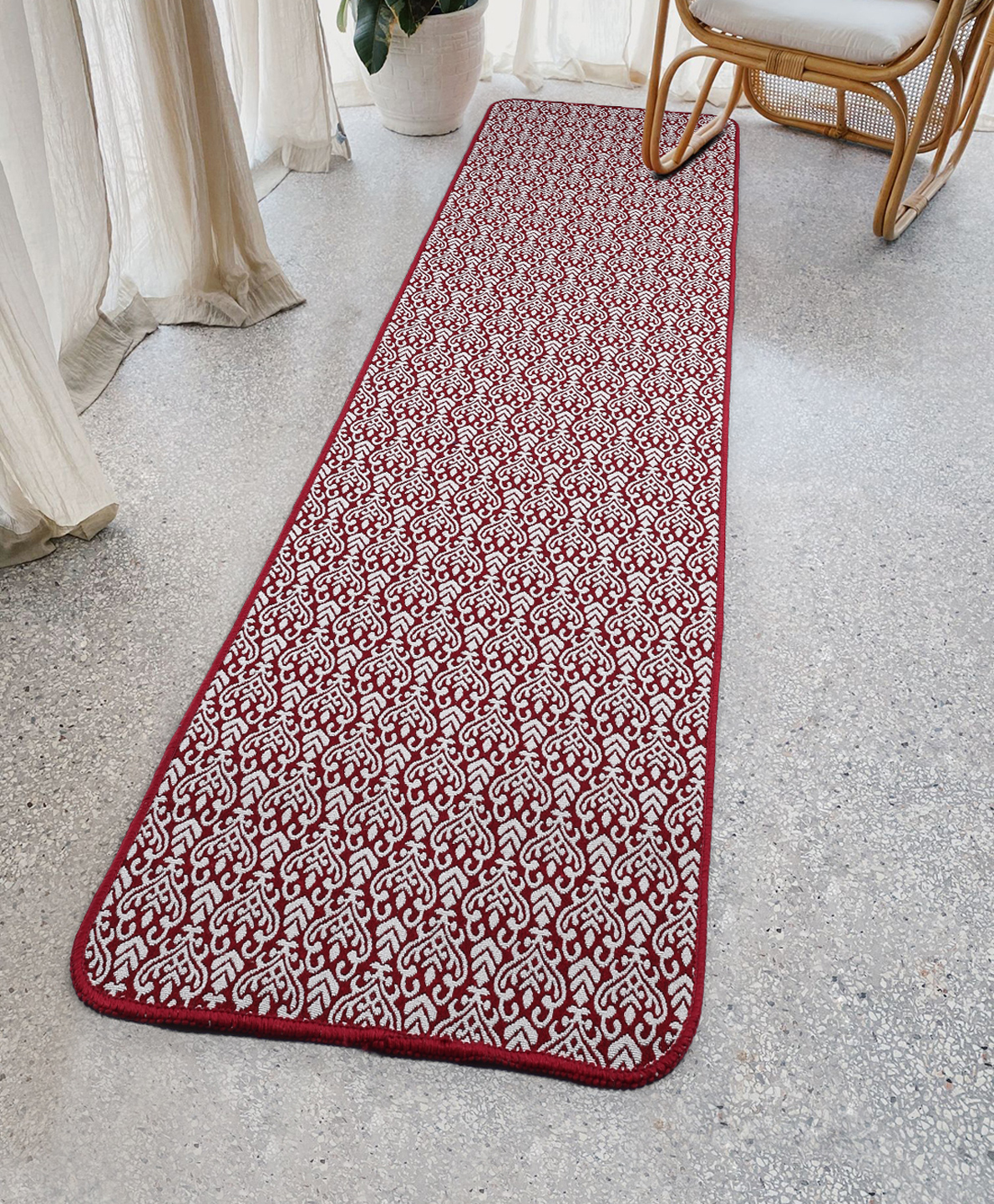 Saral Home Soft Cotton Tufted Jaquard Bedside Runner- Red-picture-34