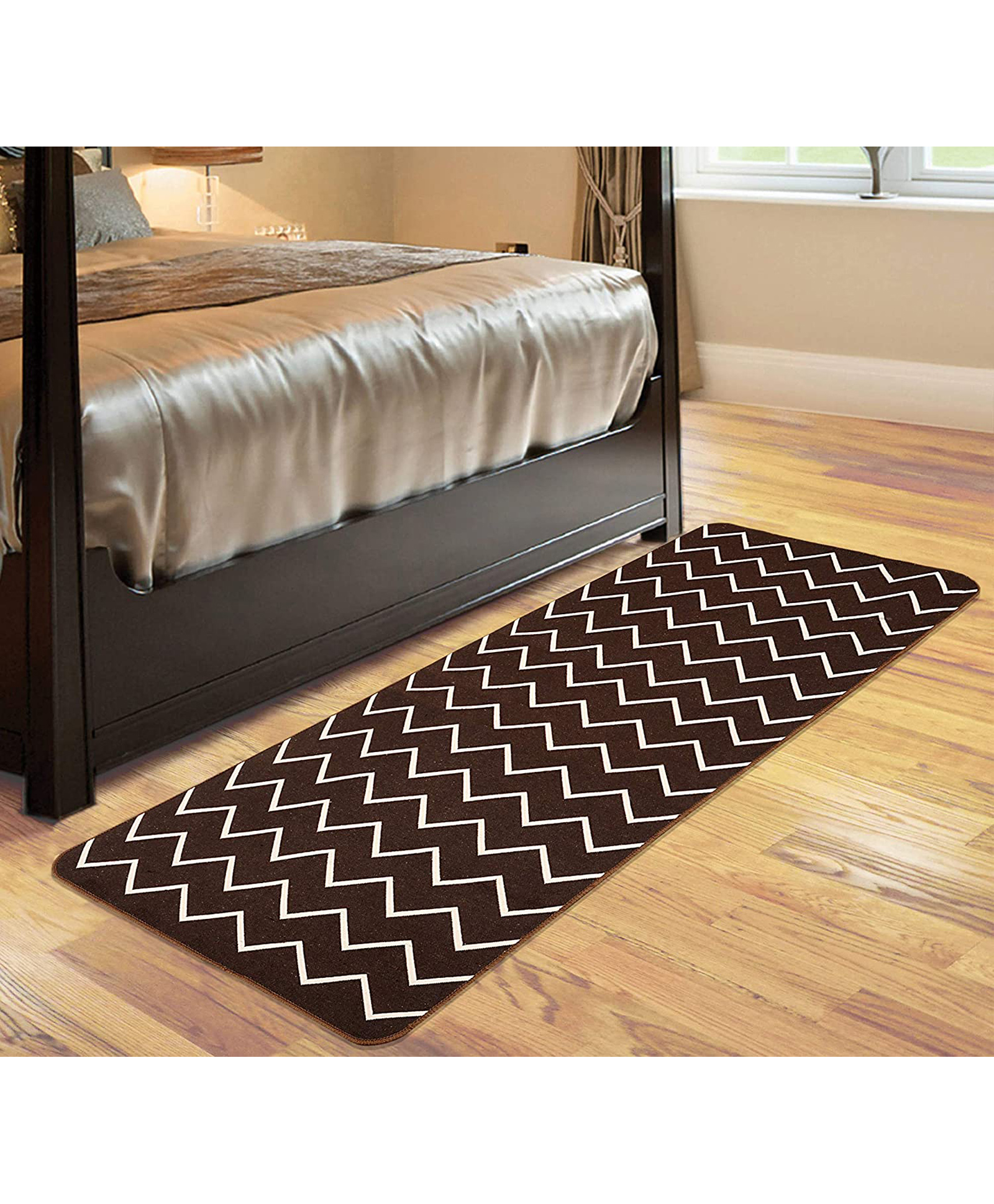 Saral Home Cotton Multi Purpose Jacquard Bedside Runner - Brown-picture-43