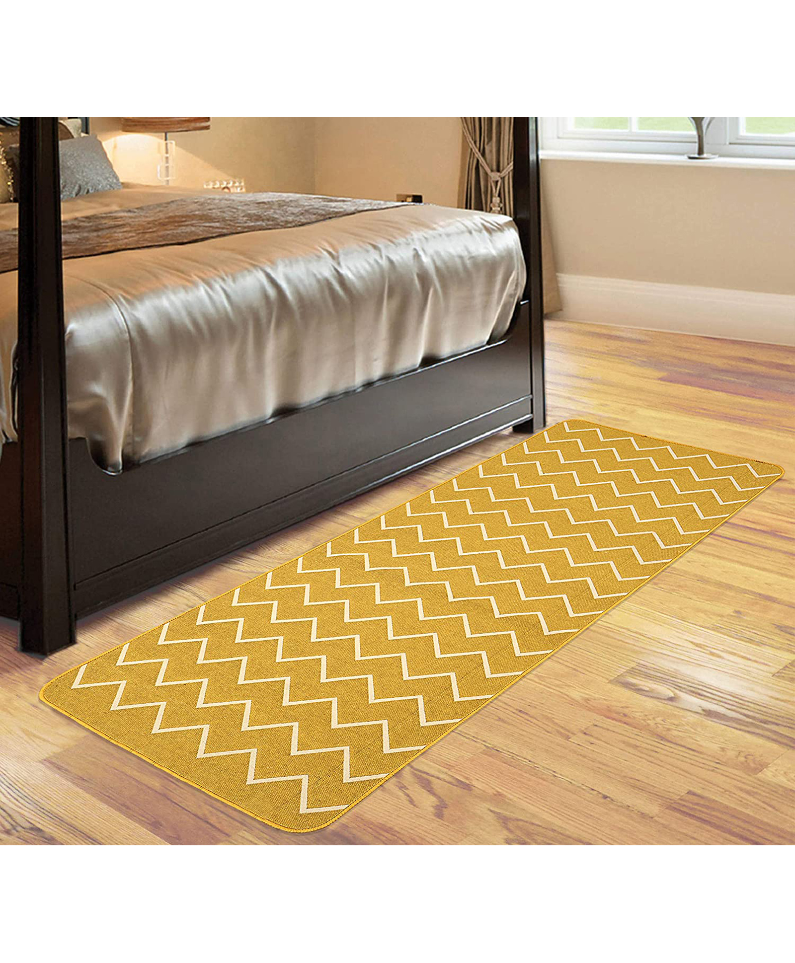 Saral Home Cotton Multi Purpose Jacquard Bedside Runner - Yellow-picture-41
