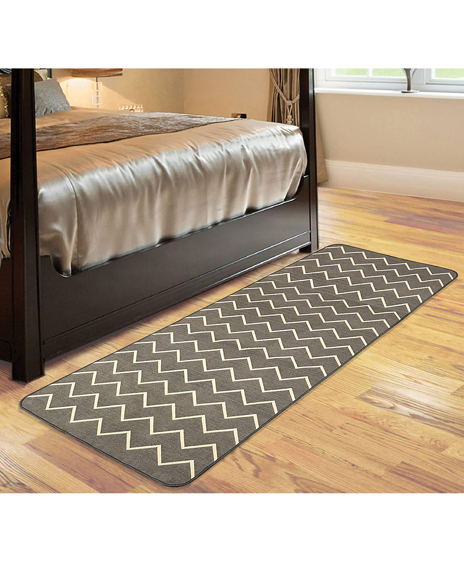 Saral Home Cotton Multi Purpose Jacquard Bedside Runner - Grey-picture-45