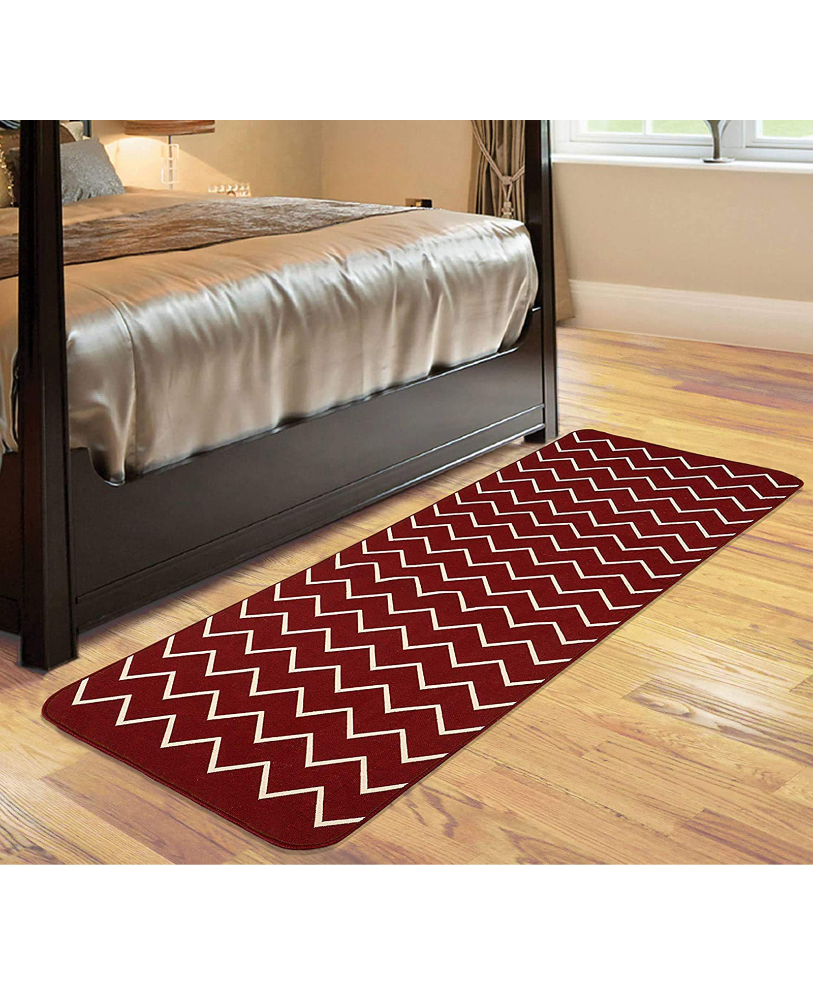 Saral Home Cotton Multi Purpose Jacquard Bedside Runner - Red-picture-44