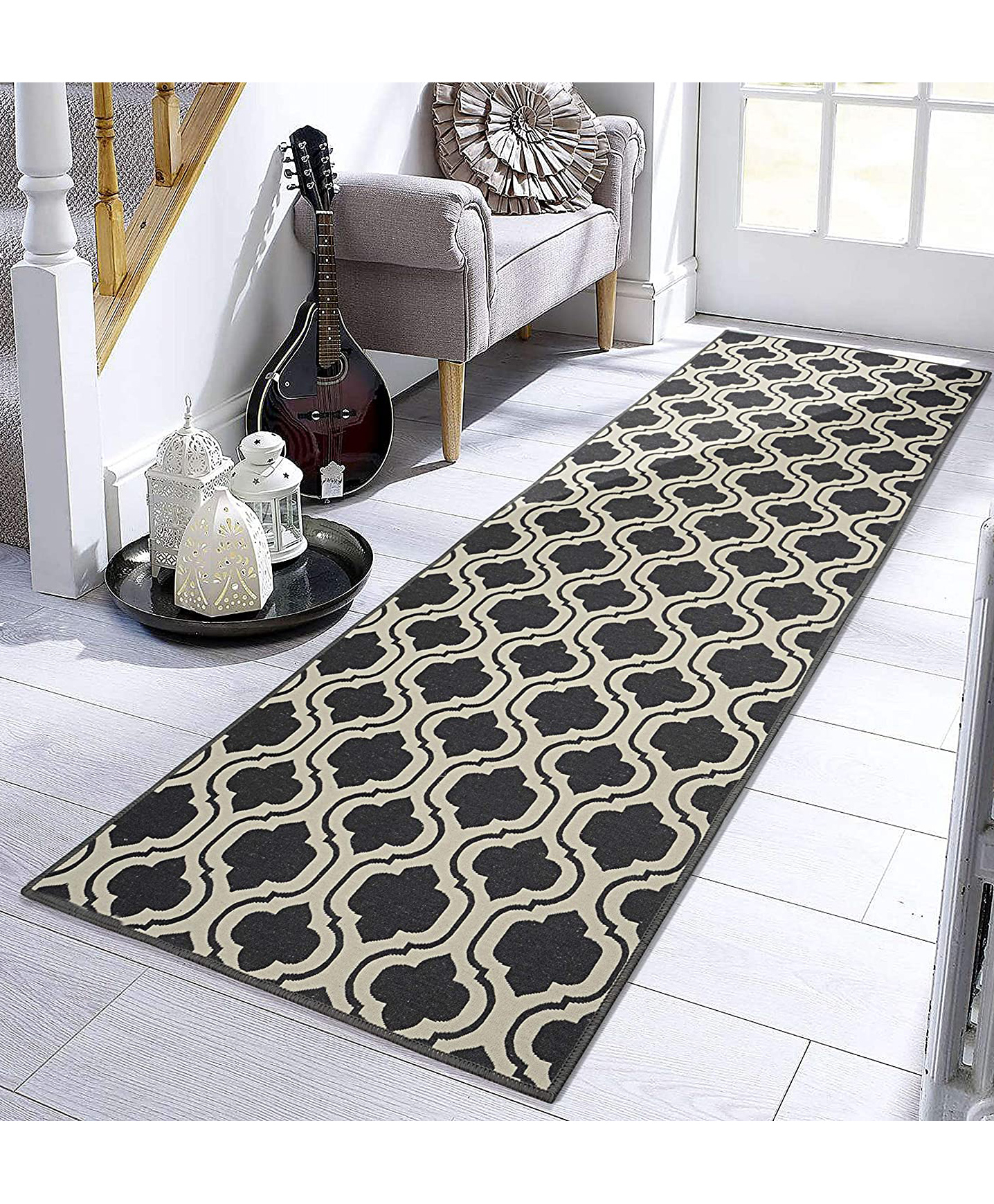 Saral Home Cotton Multi Purpose Jacquard Bedside Runner - Grey-picture-47