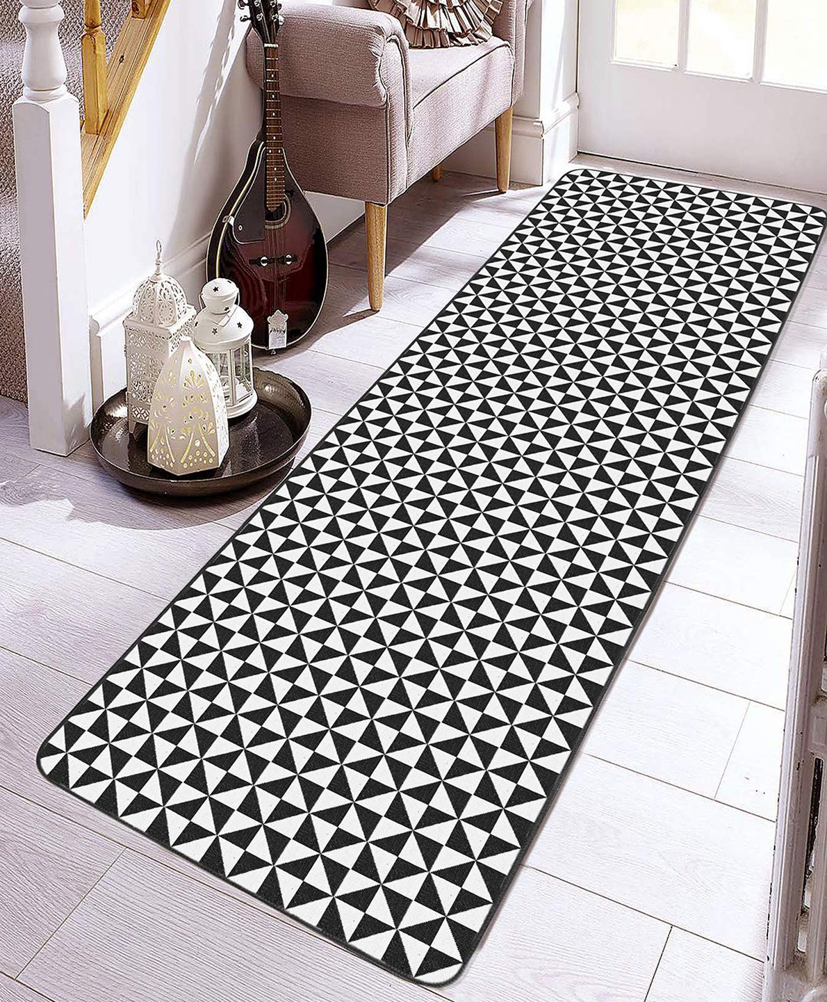 Saral Home Cotton Multi Purpose Jacquard Bedside Runner - Black-picture-18