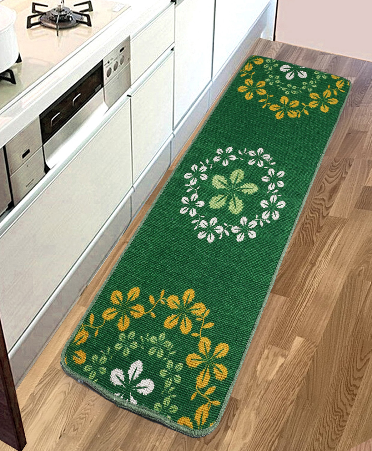 Saral Home Cotton Floor Runner Floral Printed - Green (Color May Vary)-picture-25
