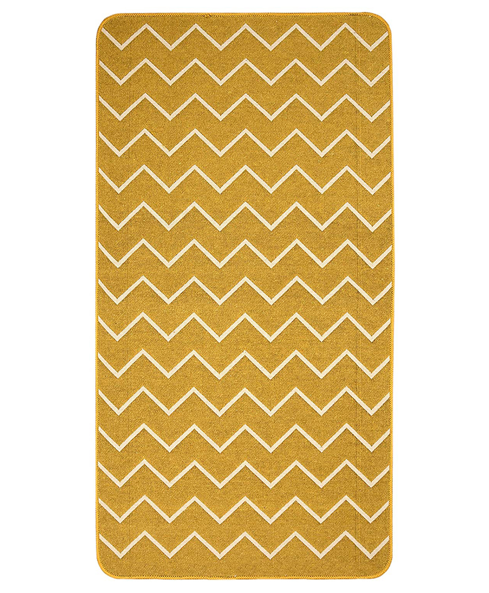 Saral Home Cotton Multi Purpose Jacquard Floor Runner Small Size - Yellow (Color May Vary)-image-5