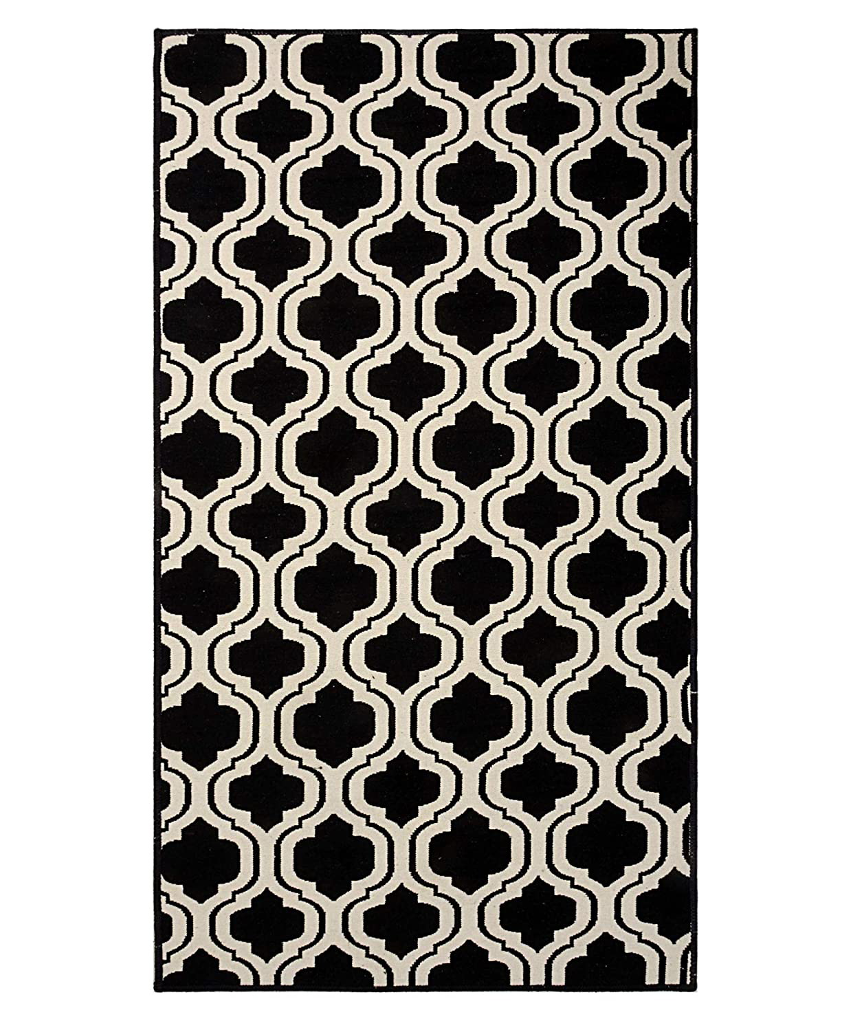 Saral Home Cotton Multi Purpose Jacquard Floor Runner Small Size - Black-picture-37