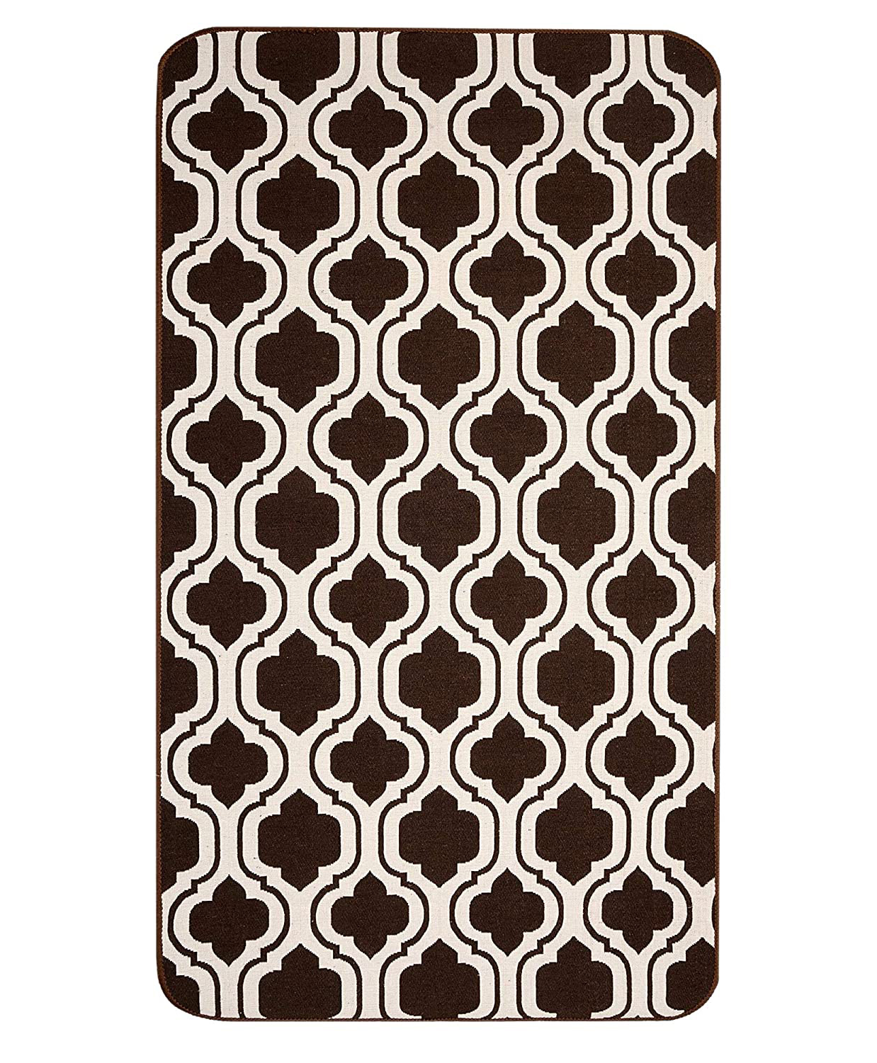 Saral Home Cotton Multi Purpose Jacquard Floor Runner Small Size - Brown-picture-33