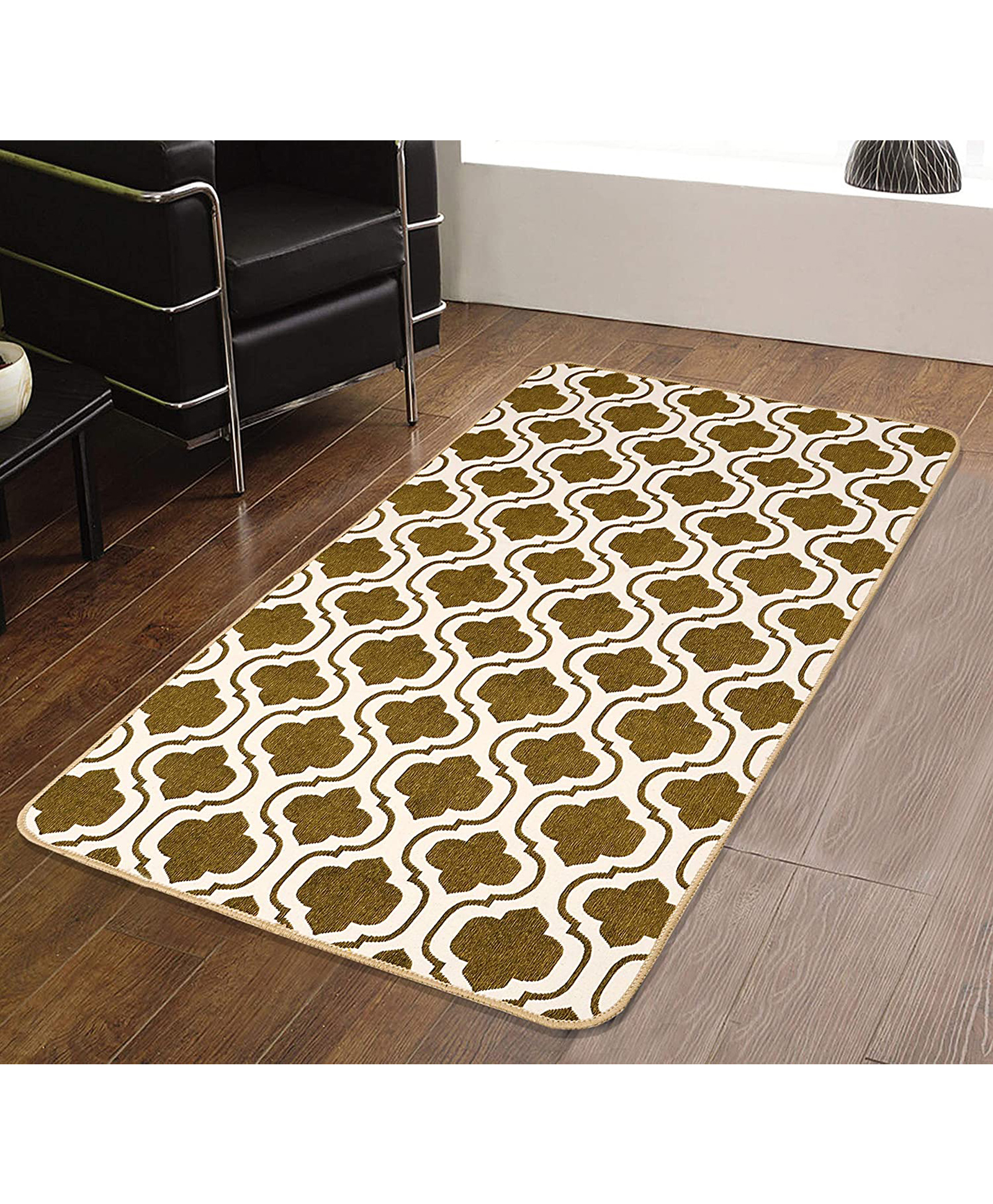 Saral Home Cotton Multi Purpose Jacquard Floor Runner Small Size - Yellow-picture-36