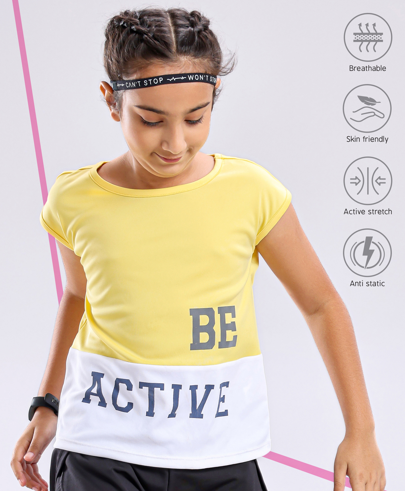 Pine Active Half Sleeves Lycra T-shirt HD Print - Yellow-picture-15