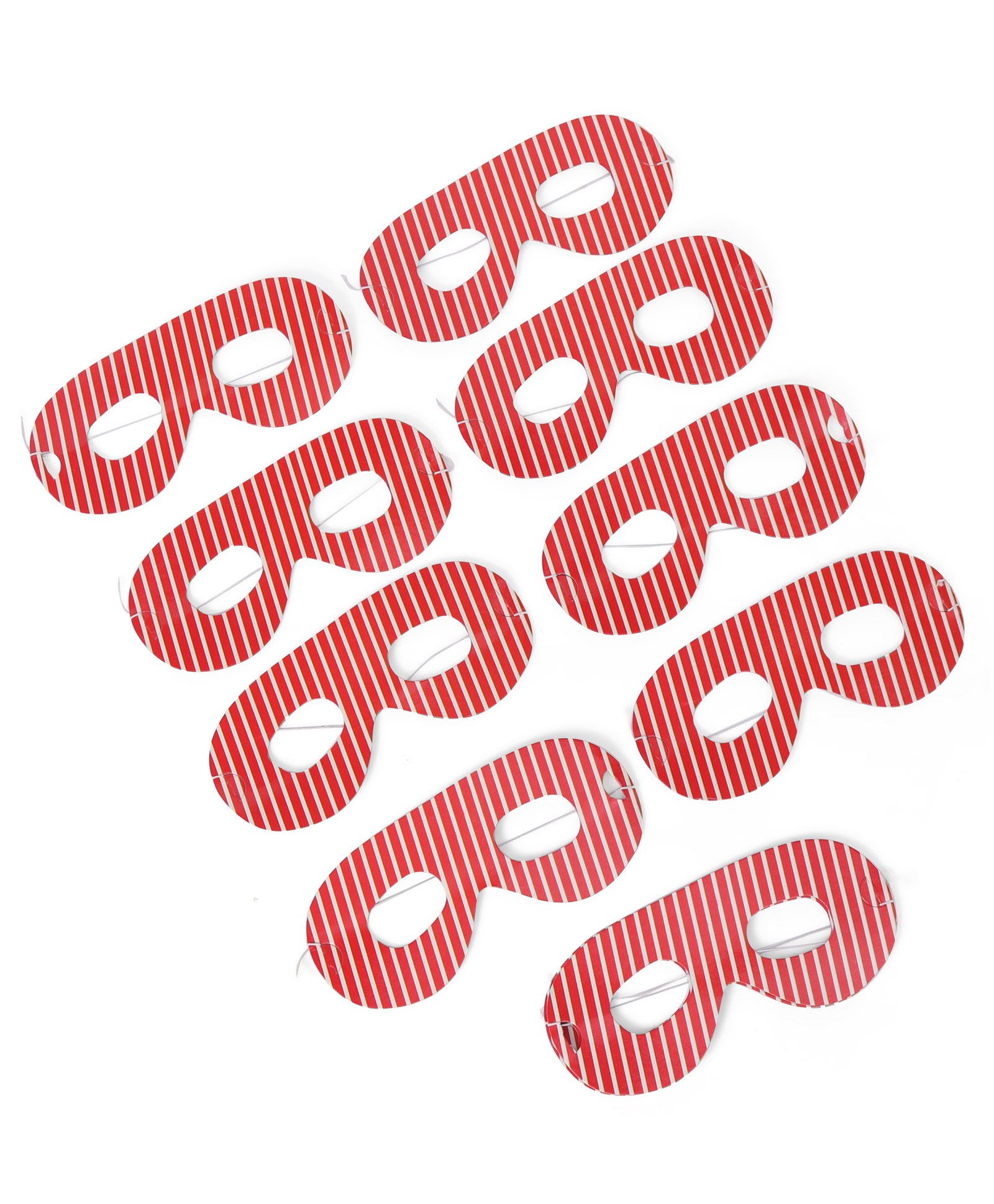 Karmallys Stripe Printed Eye Masks Pack of 10 - Red-picture-14
