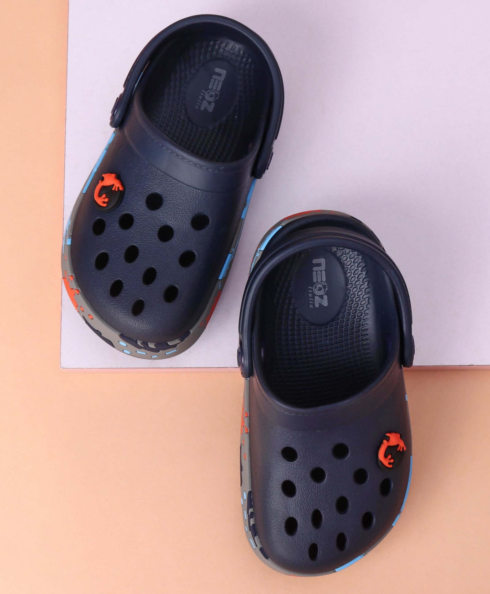 Neoz Casual Clogs Logo Desgin - Navy Blue (Button Color May Vary)-picture-15