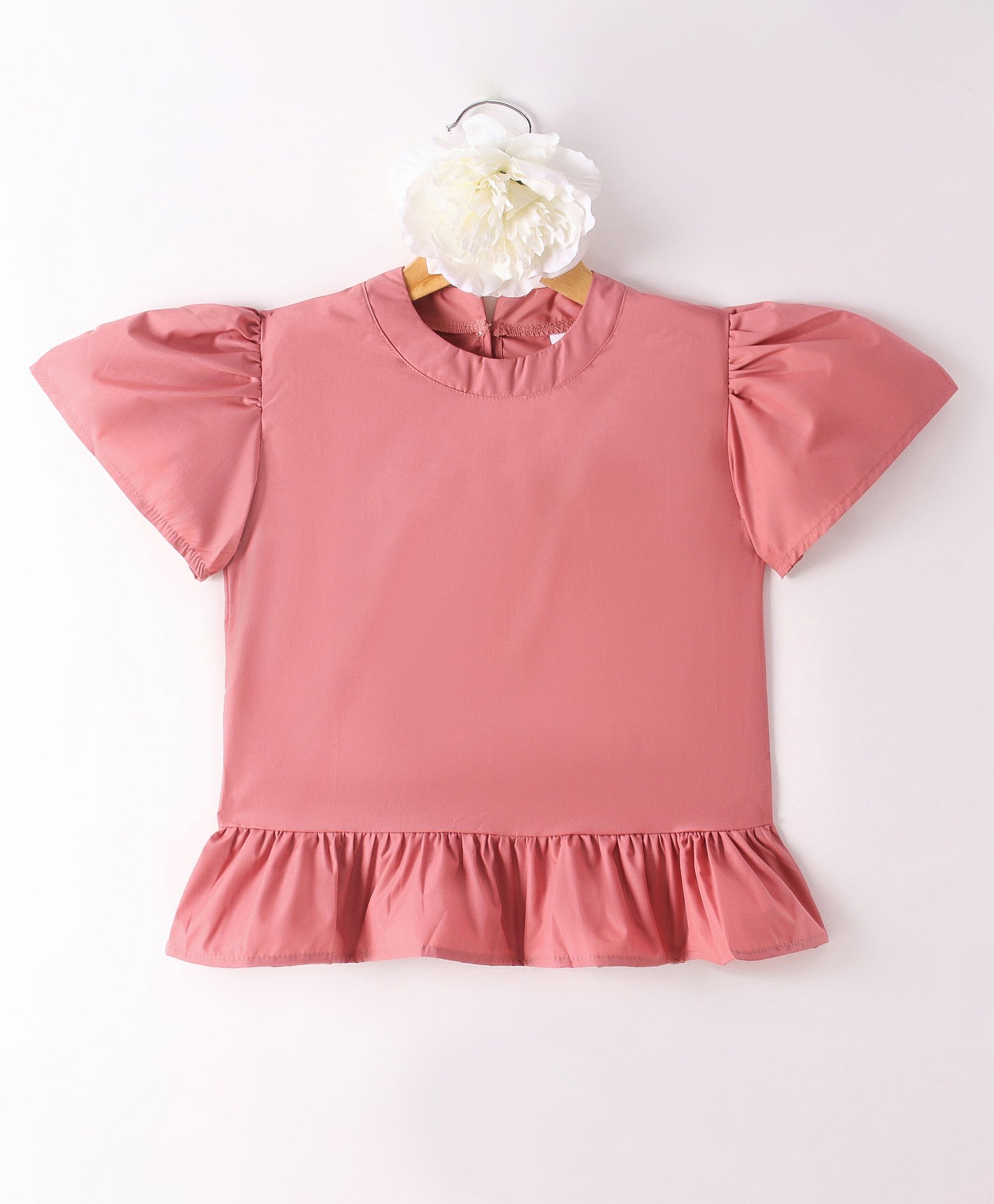 Kookie Kids Half Sleeves Top Solid - Pink-picture-32