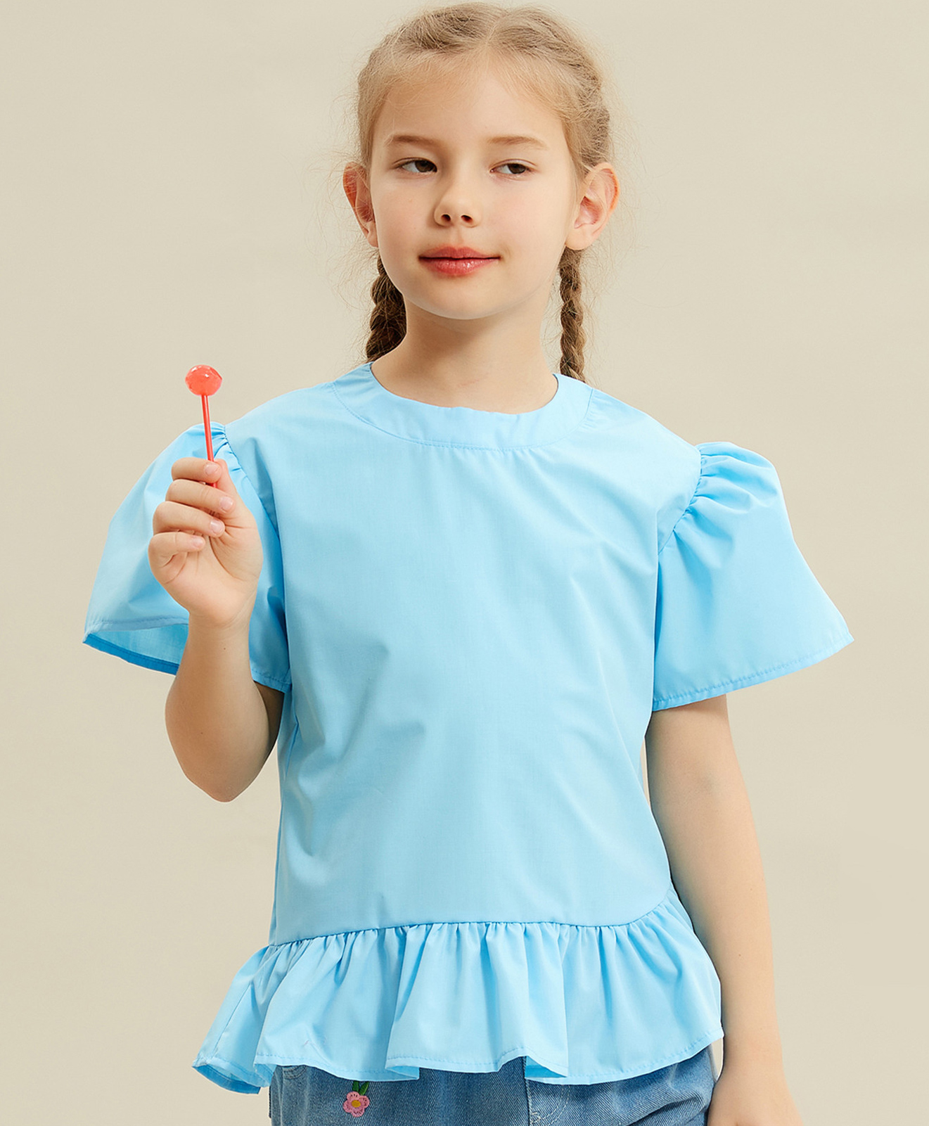 Kookie Kids Half Sleeves Top Solid - Blue-picture-14