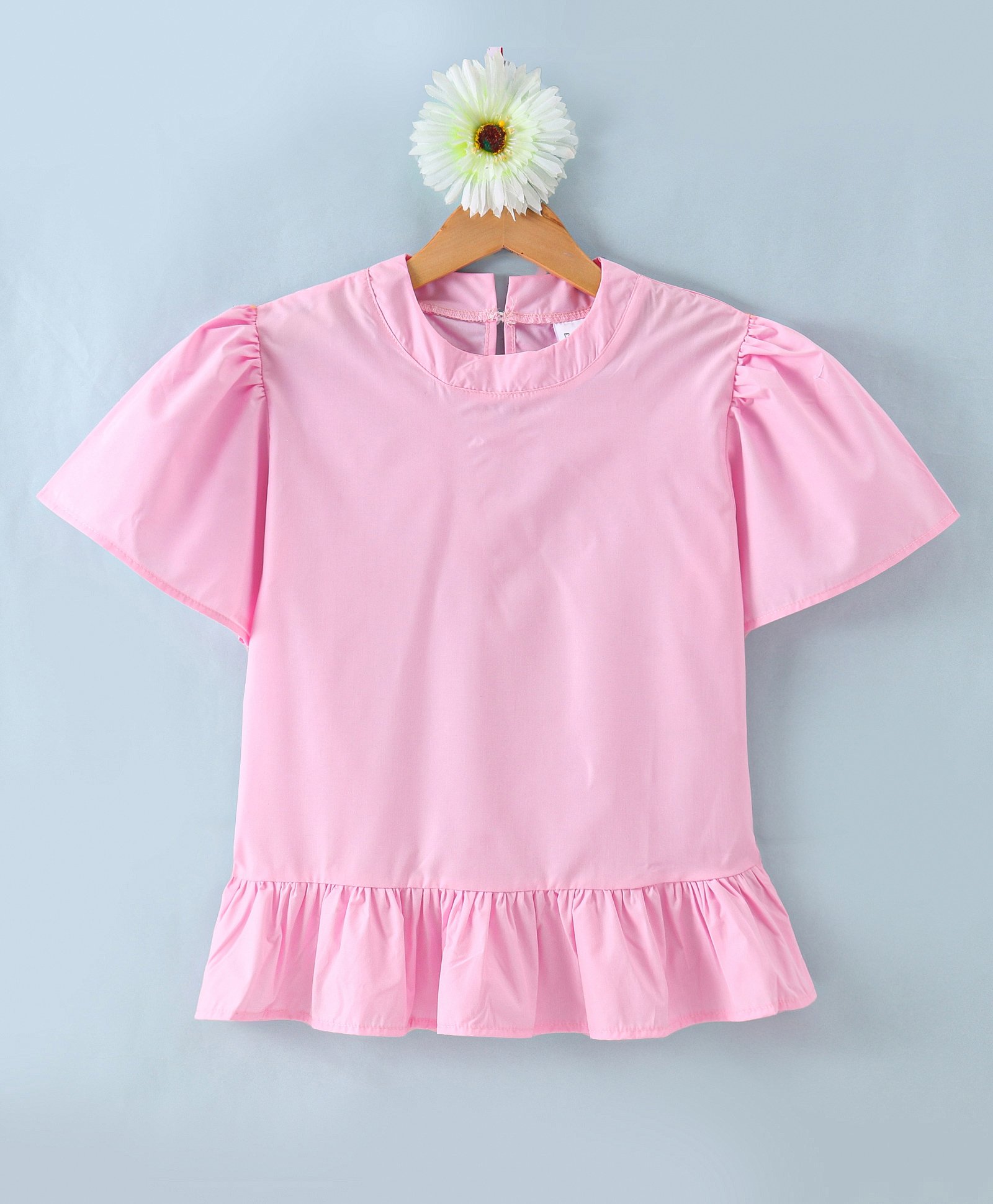 Kookie Kids Half Sleeves Top Solid - Pink-picture-37