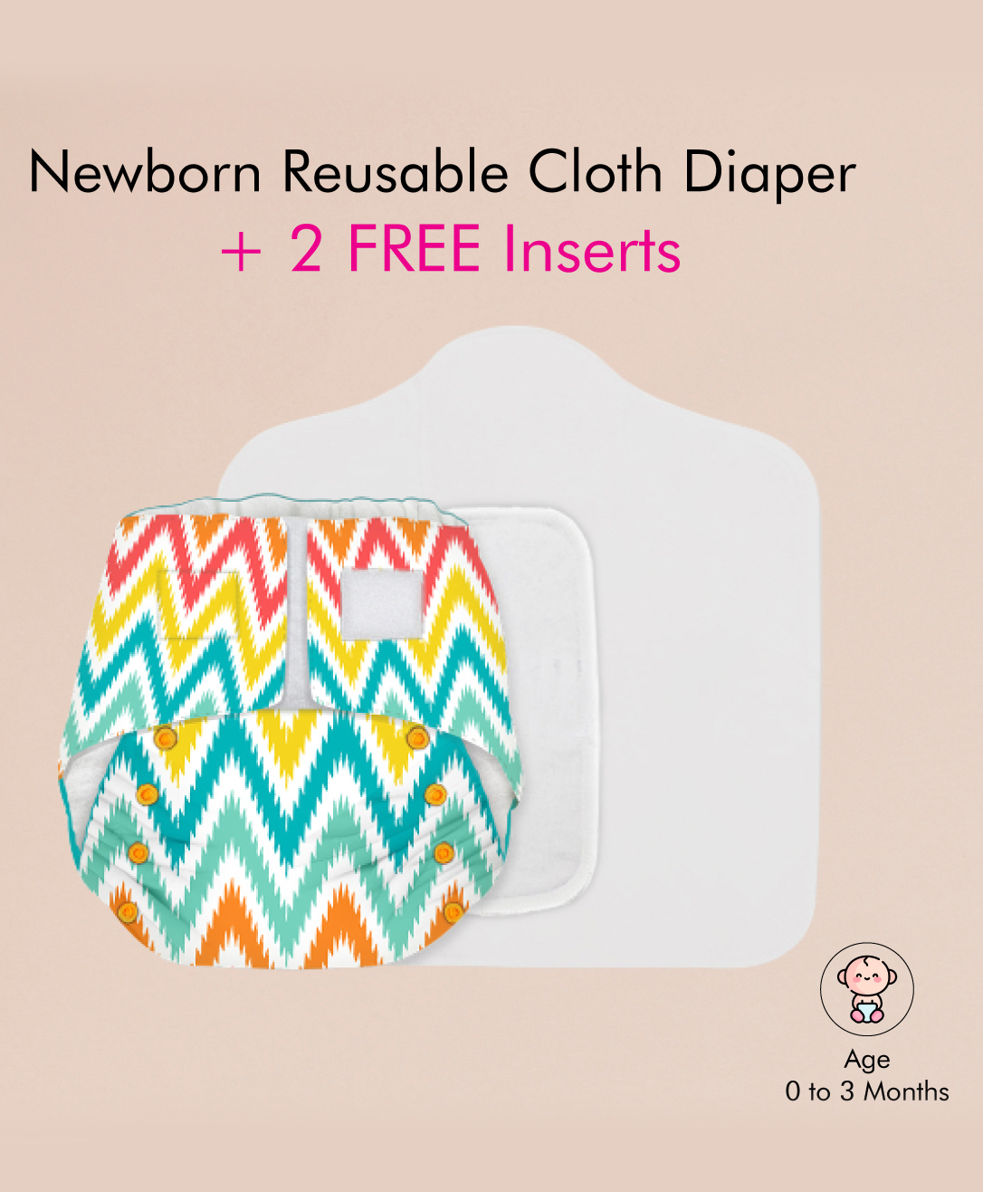 Snugkins Reusable Cloth Diaper With Organic Cotton Pad And Booster Pad - Multicolour-picture-47