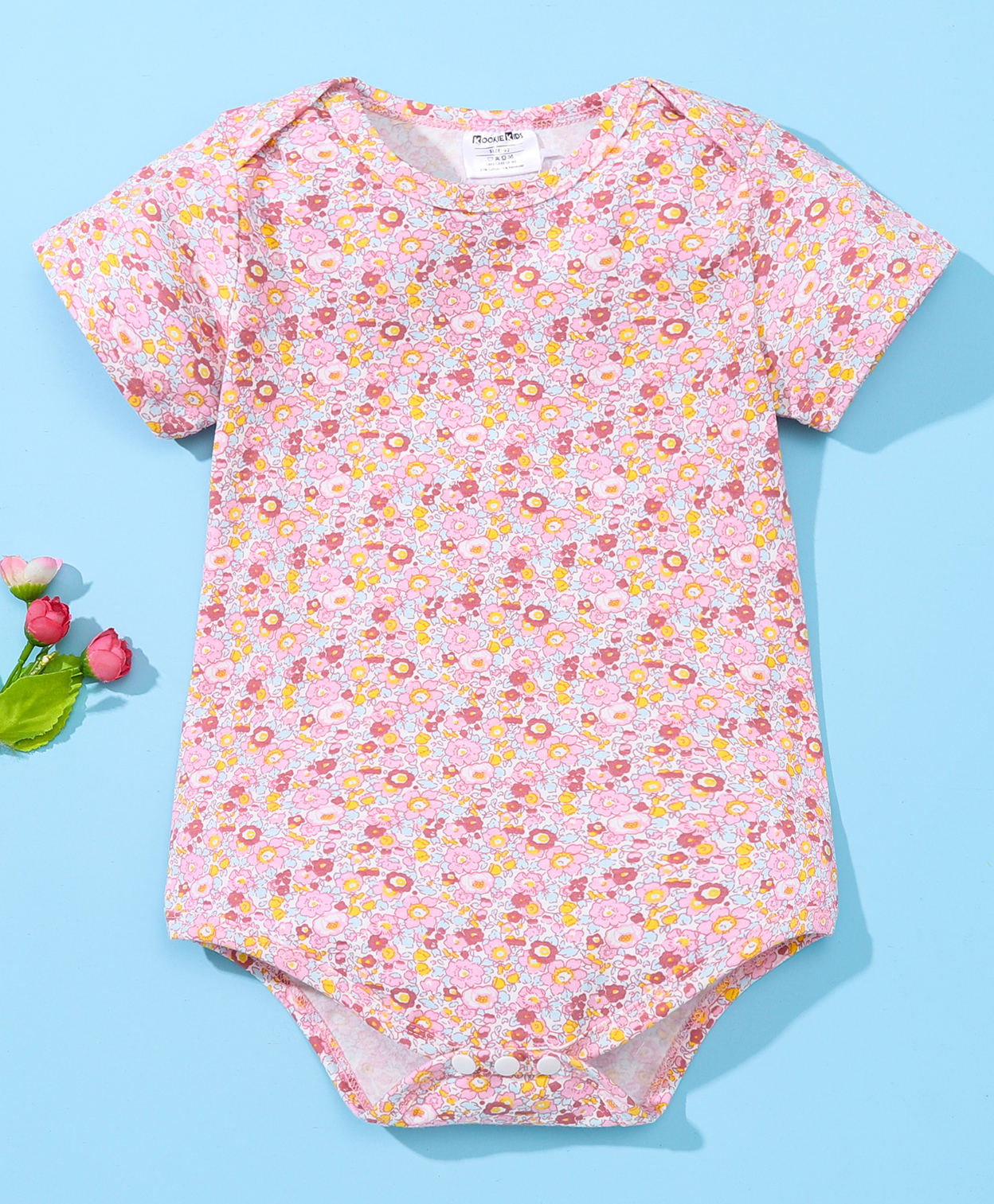 Kookie Kids Short Sleeves Onesie Floral Print - Pink-image-43