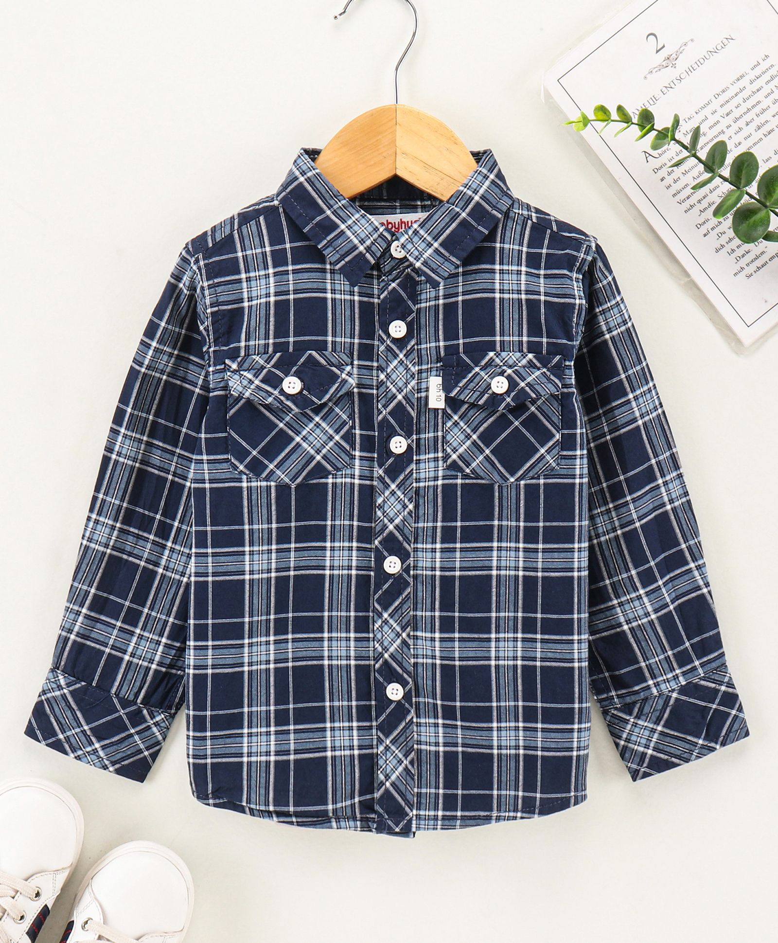 Babyhug Full Sleeves Checkered Shirt- Navy Blue-picture-21