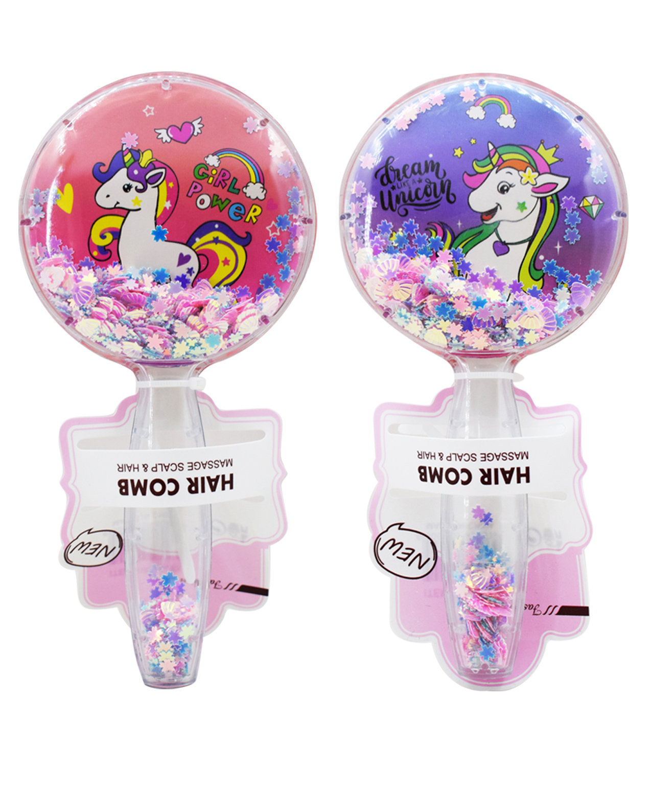 Asera Cute Unicorn Theme With Glittery Round Hair Brush Pack Of 2 - Pink-image-47