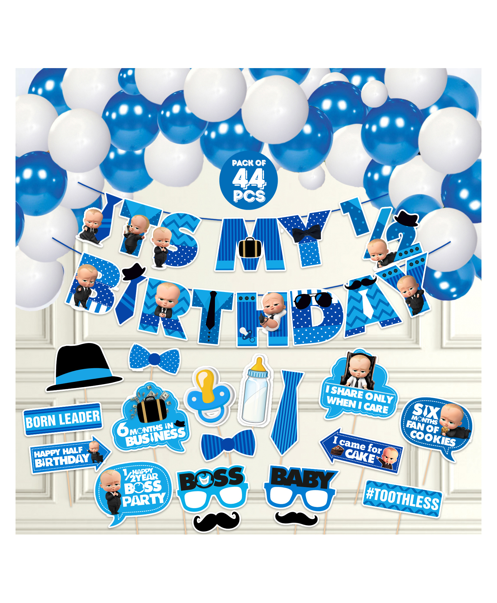 ZYOZI Half Birthday Party Supplies Blue - Pack of 44-picture-22