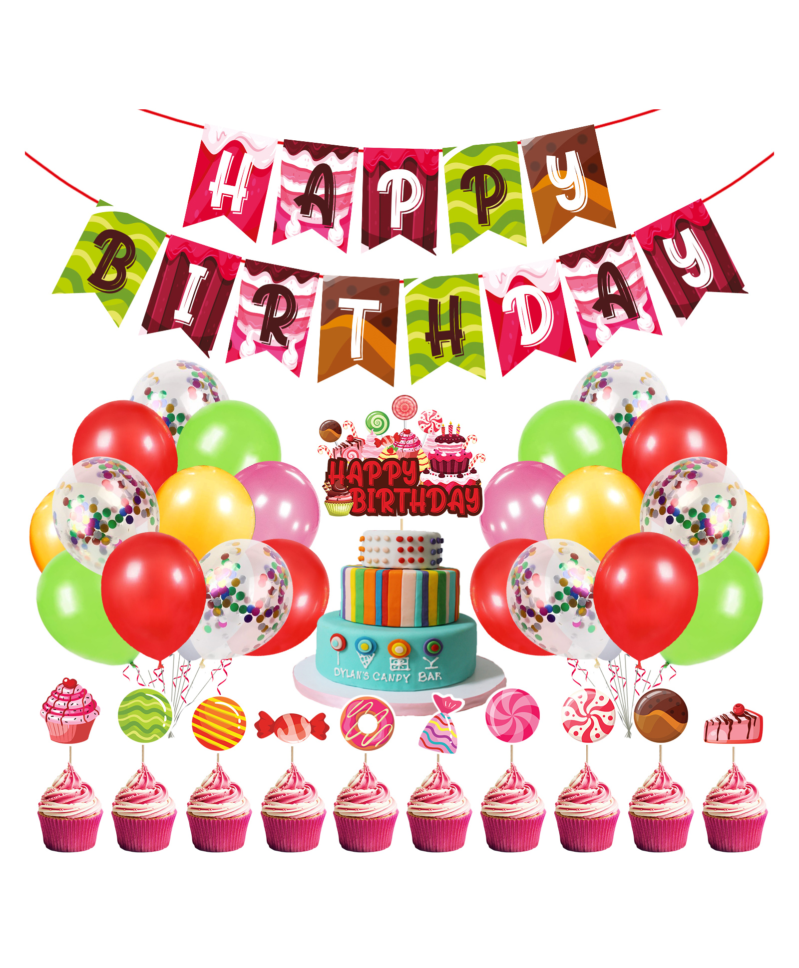 Zyozi Candy Theme Birthday Decoration Kit Multicolour - Pack of 37-image-12