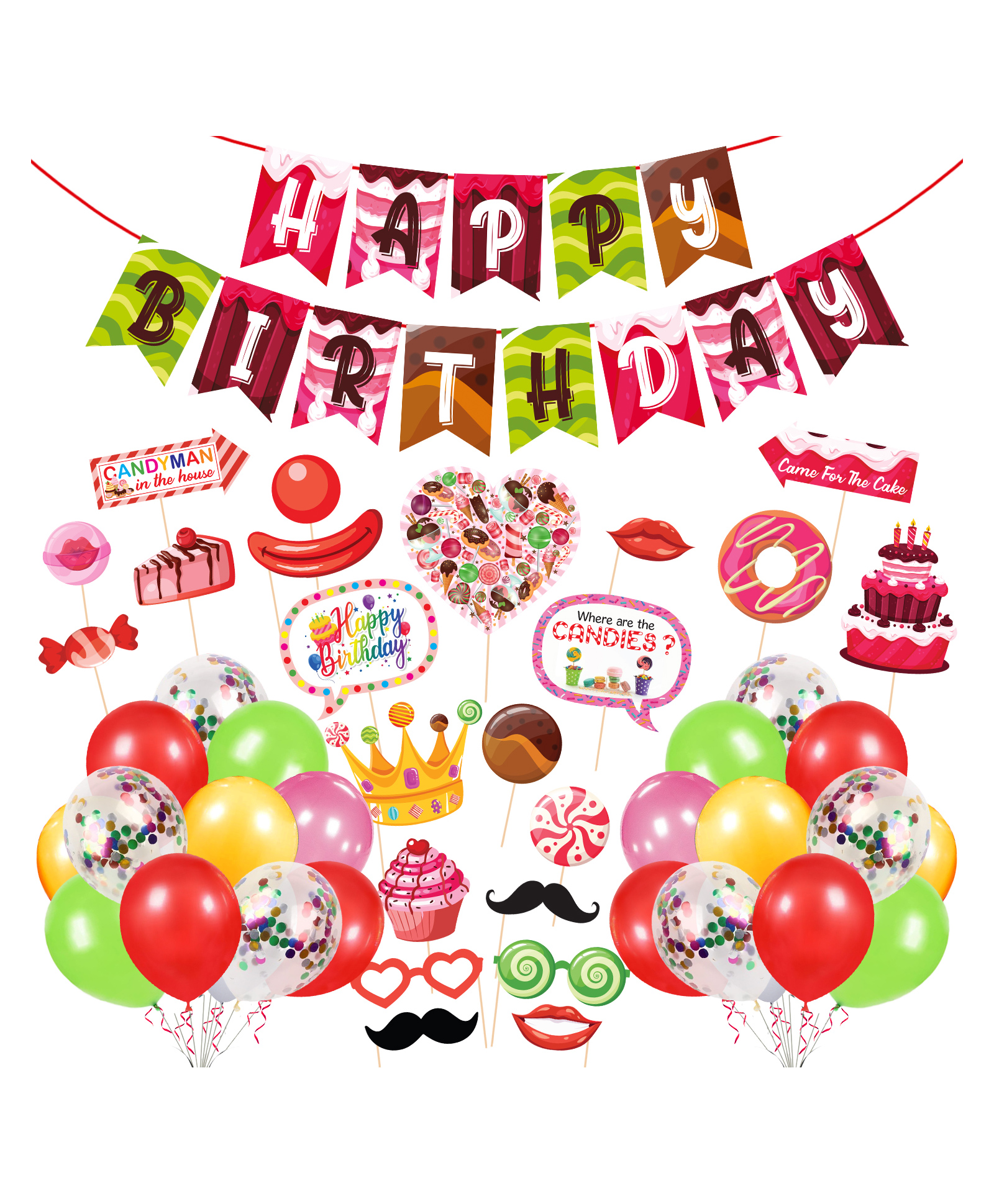 Zyozi Candy Theme Birthday Decoration Kit Multicolour - Pack of 48-image-11