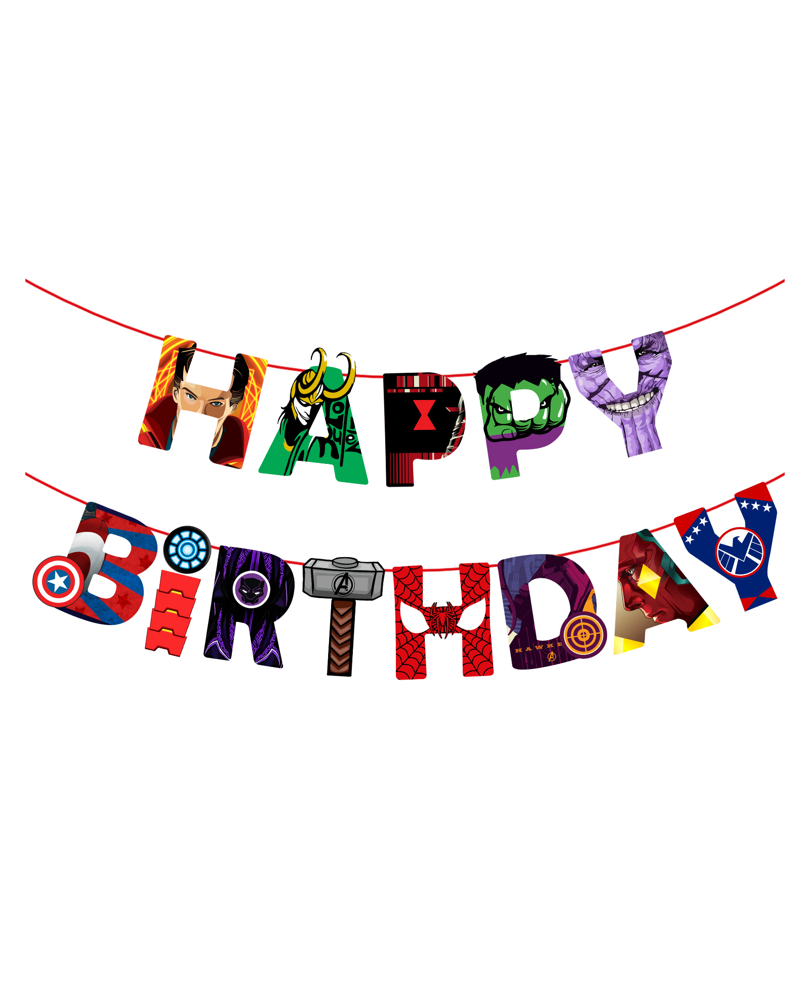Zyozi Avenger Theme Happy Birthday Banner Multicolor - Length 119.38 cm-image-37
