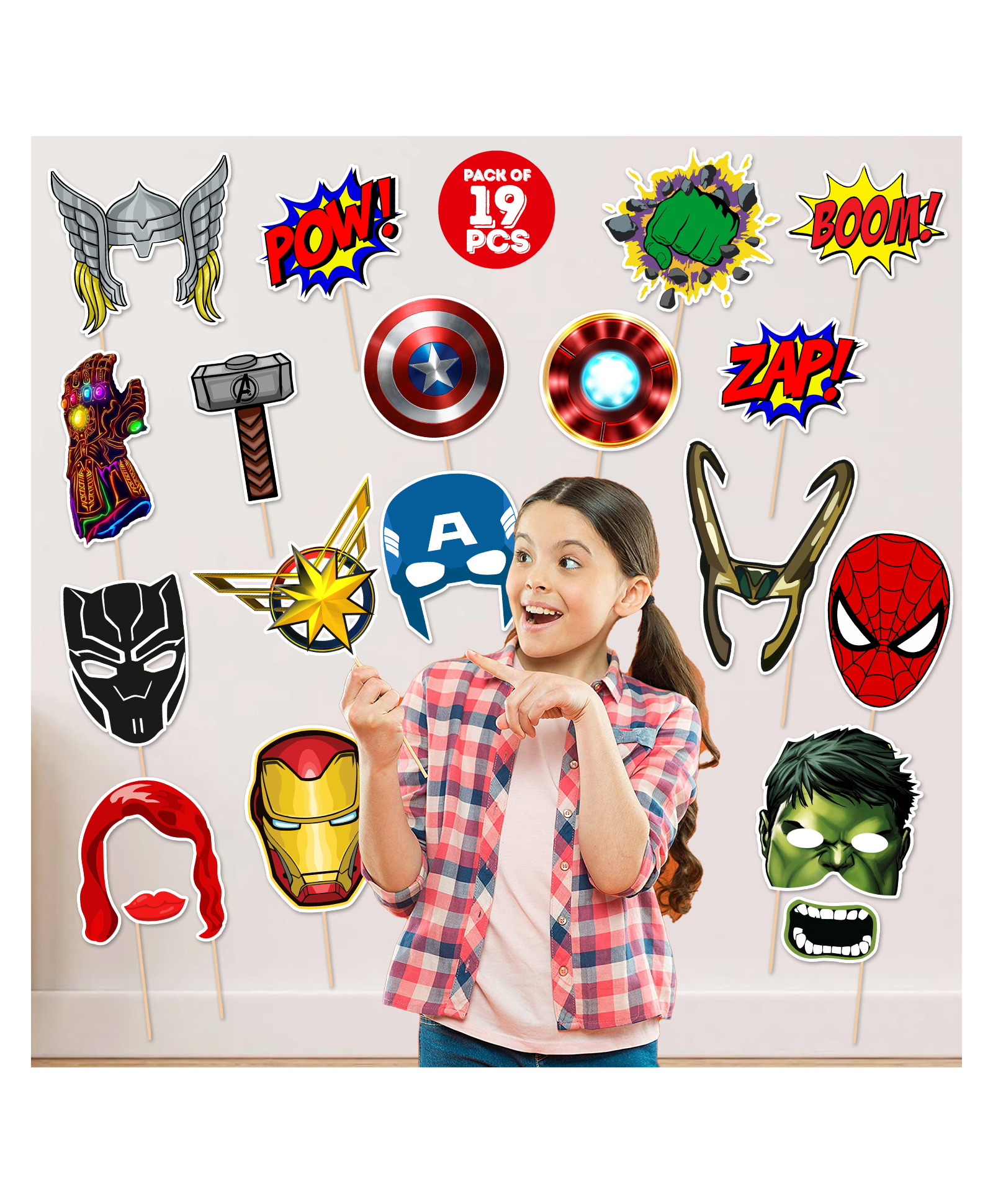 Zyozi Avenger Theme Photo Booth Props Multicolor Pack Of 19 Online In India Buy At Best Price From Firstcry Com