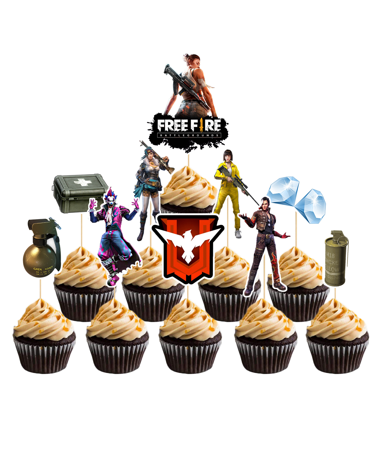 Zyozi Free Fire Theme Birthday Cupcake Topper Multicolor Pack Of 10 Online In India Buy At Best Price From Firstcry Com