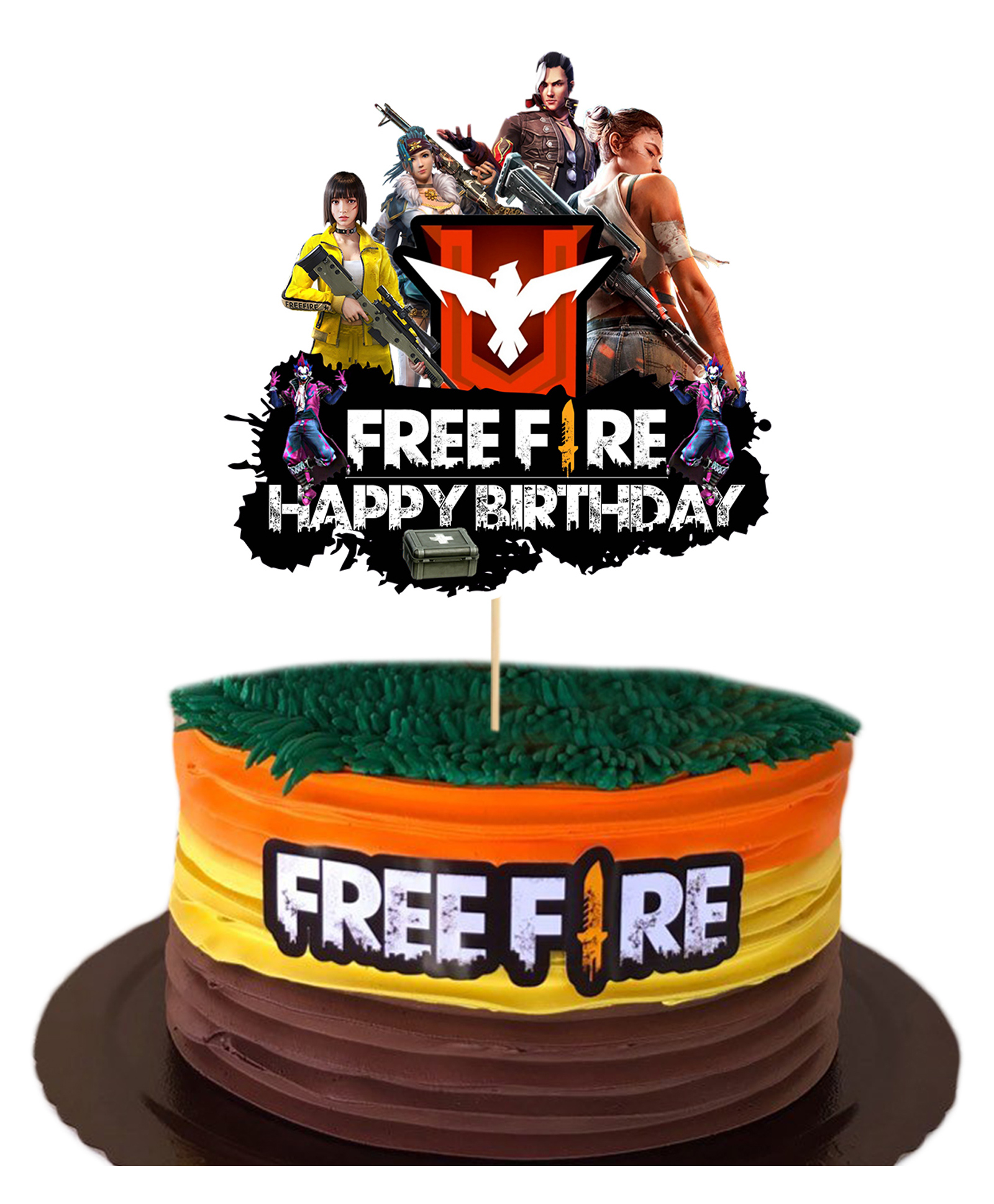 Zyozi Free Fire Theme Birthday Cake Topper - Multicolor-image-5