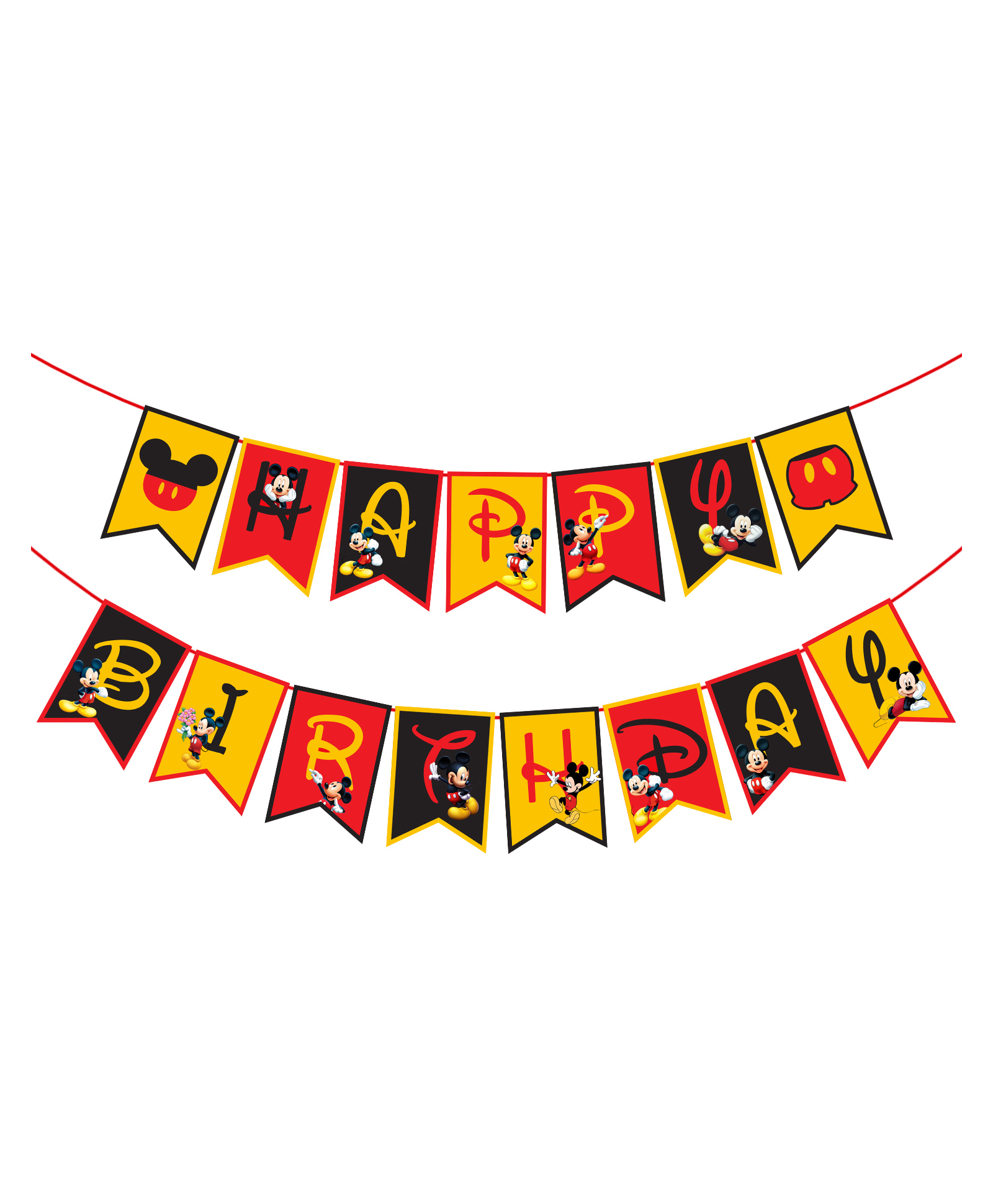 Zyozi Mickey Theme Happy Birthday Banner Yellow Black - Length 147 cm-image-12