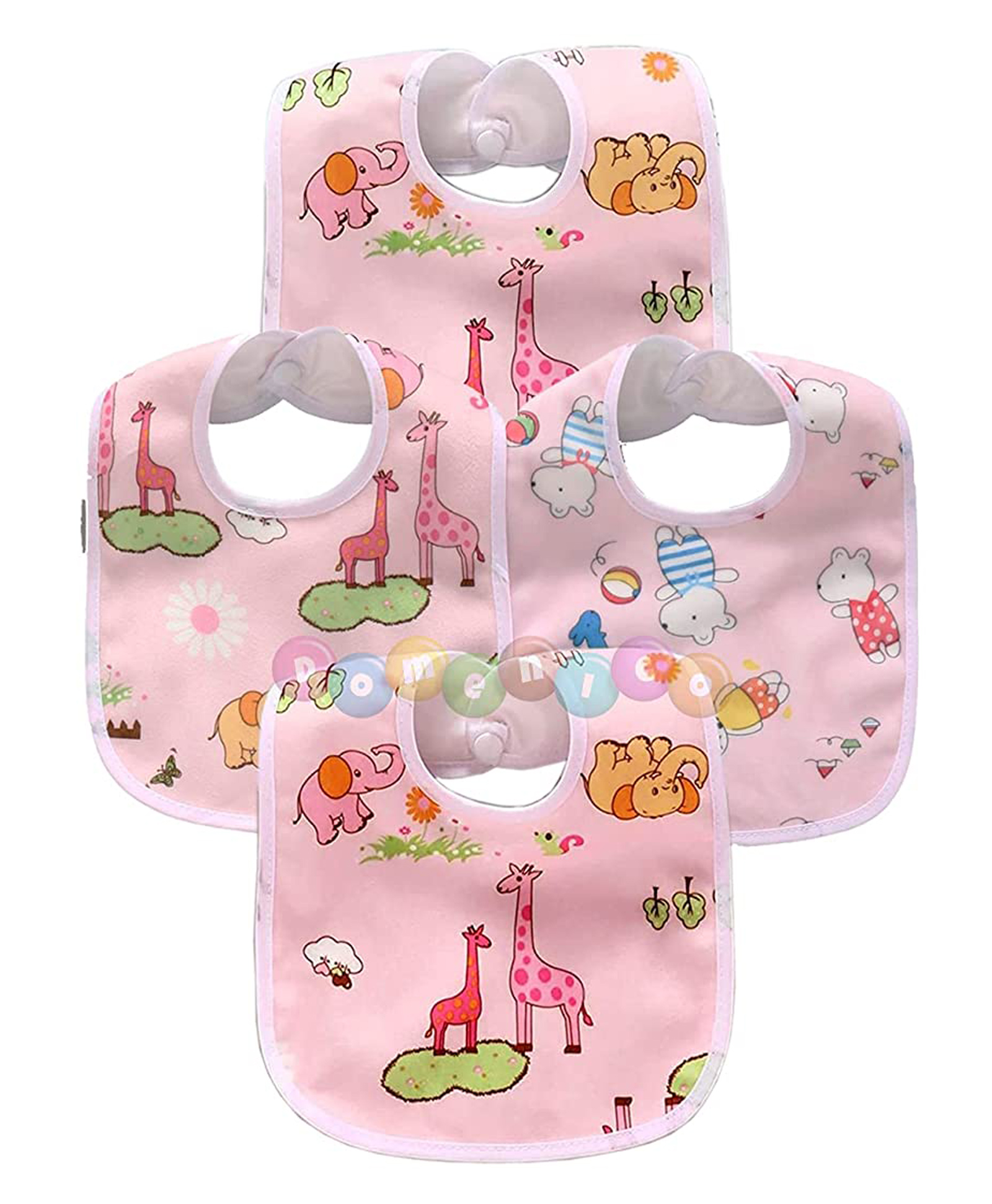 DOMENICO Feeding Bibs With Snap Button Closure Pack of 4 - Multicolour-picture-2