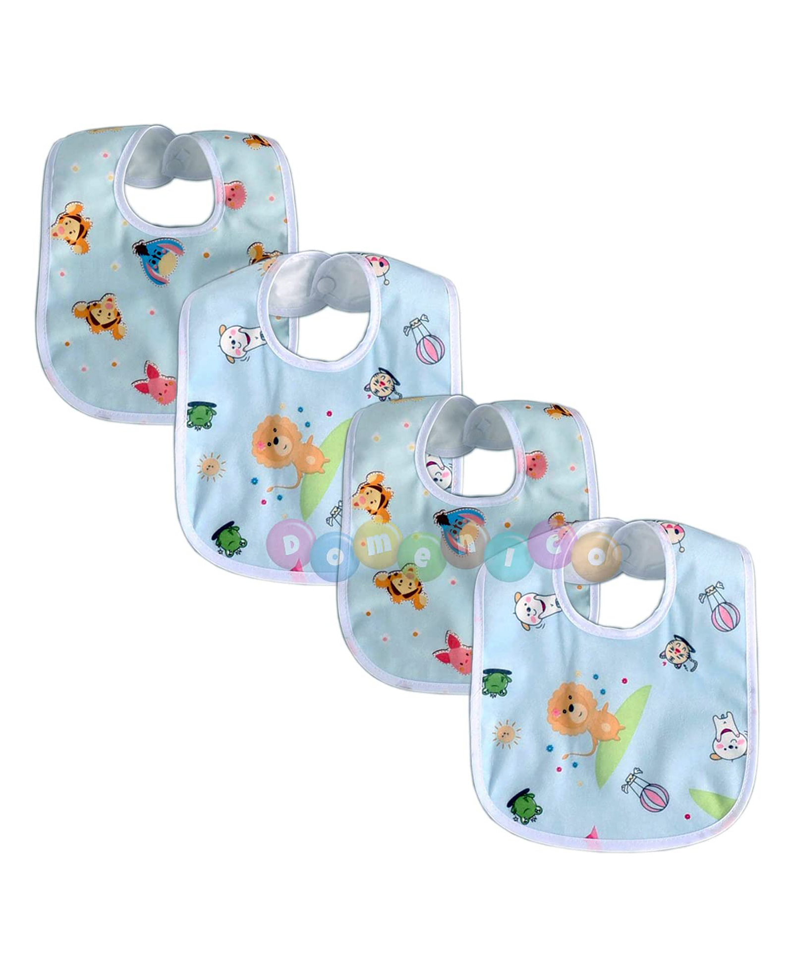 DOMENICO Feeding Bibs With Snap Button Closure Pack of 4 - Multicolour-picture-3