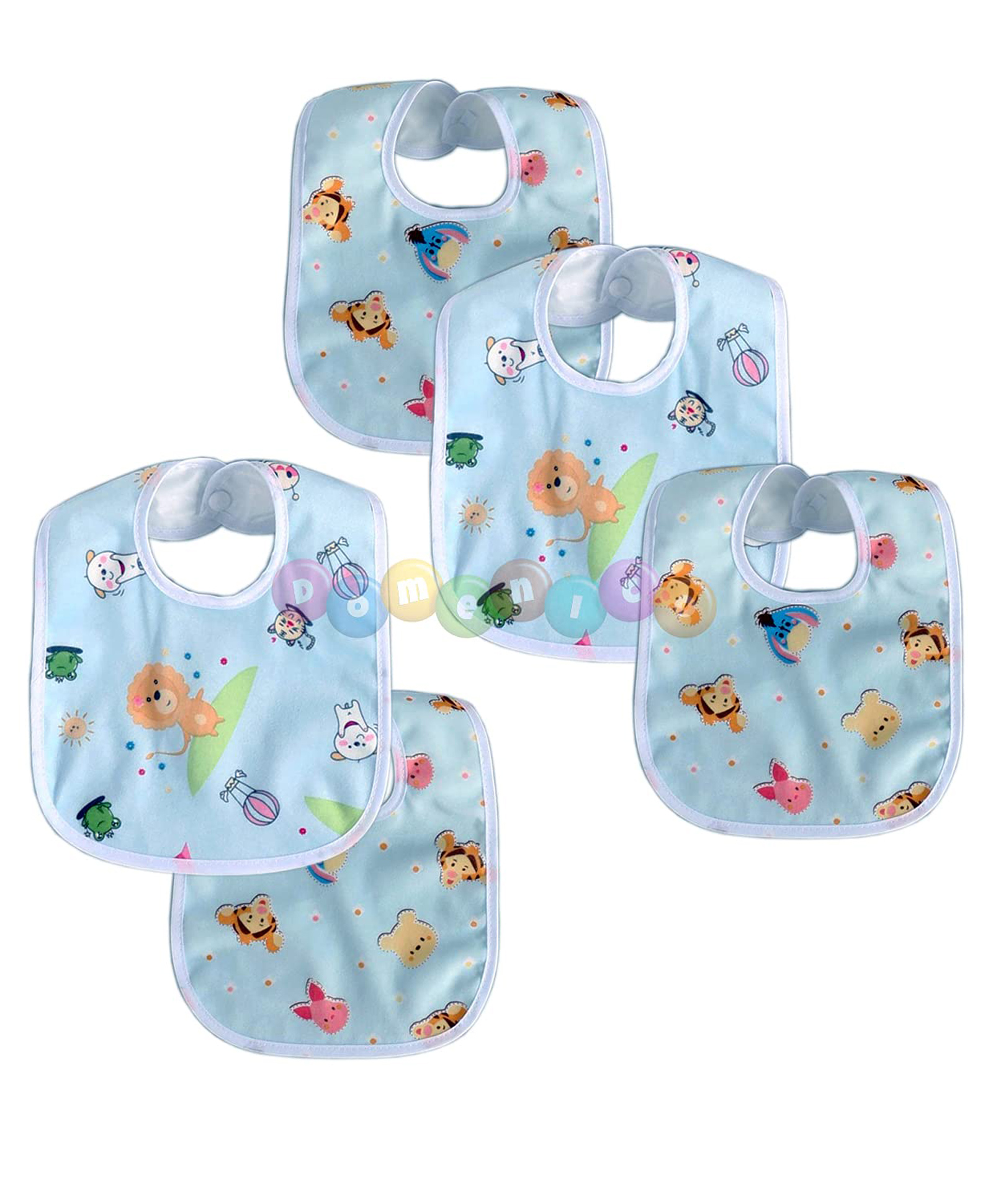 DOMENICO Feeding Bibs With Snap Button Closure Pack of 5 - Multicolour-picture-46