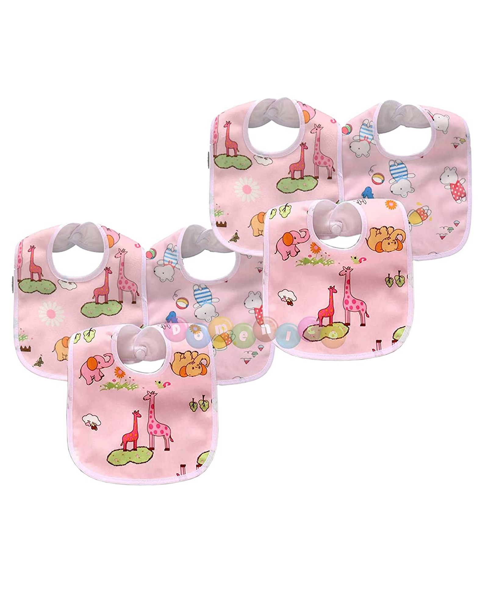 DOMENICO Feeding Bibs With Snap Button Closure Pack of 6 - Multicolour-picture-5
