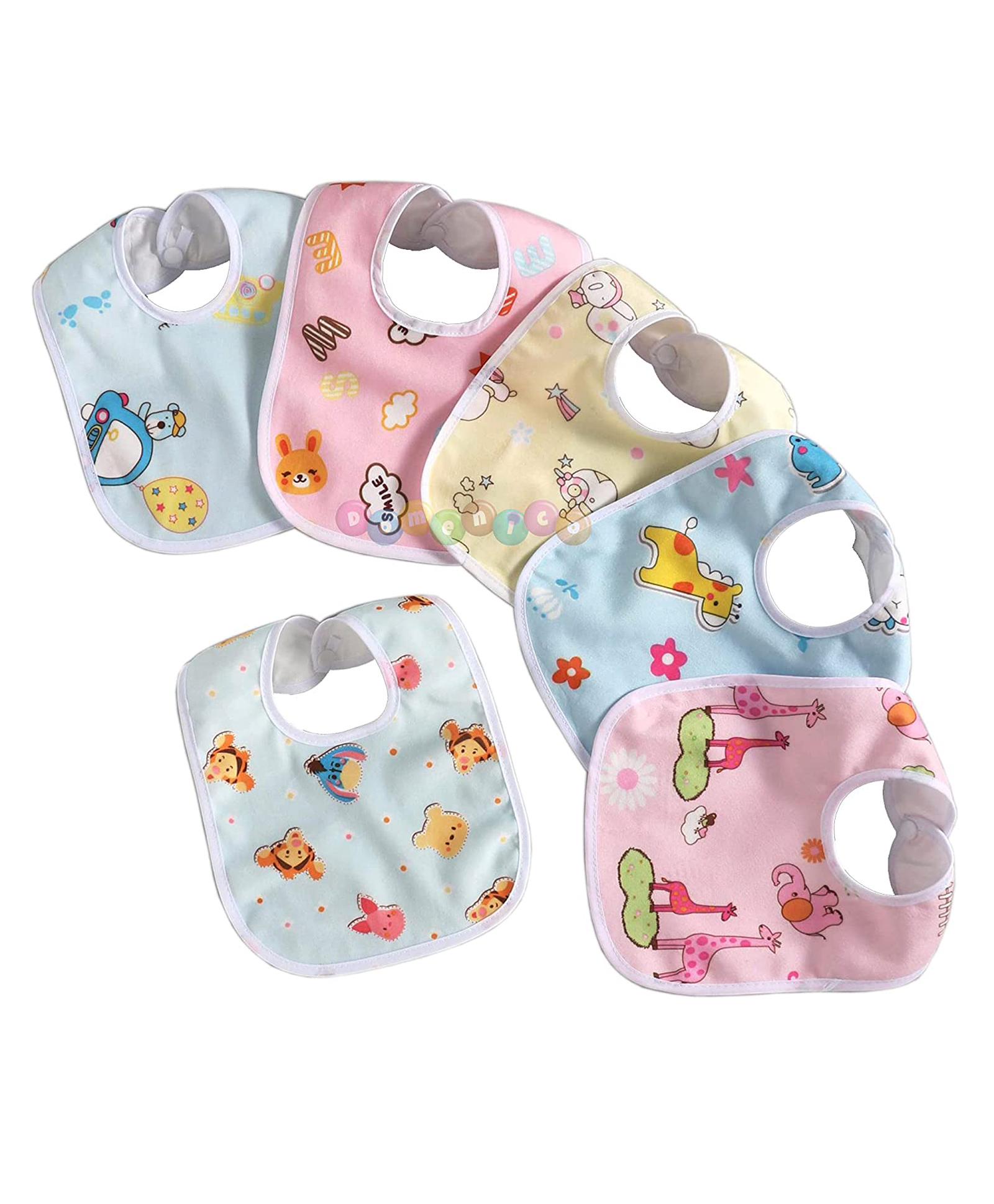 DOMENICO Feeding Bibs With Snap Button Closure Pack of 6 - Multicolour-picture-49