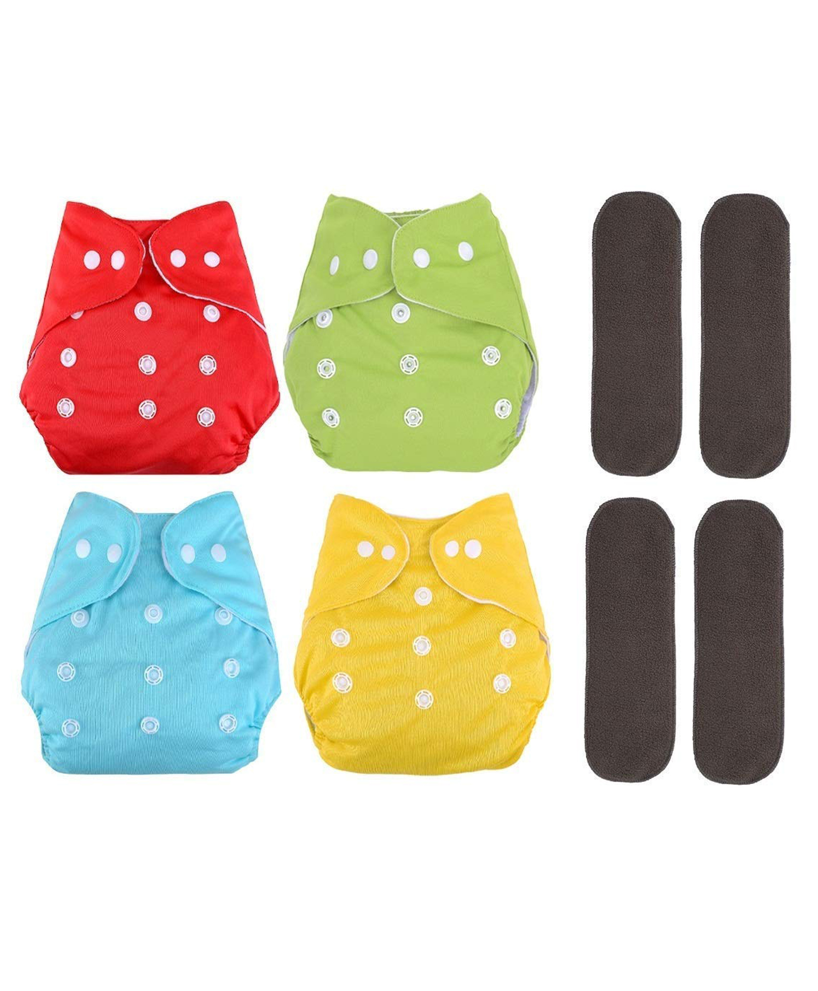 DOMENICO Adjustable Cloth Diaper Nappies With Wet Free Inserts Pack of 8 - Multicolor-picture-34