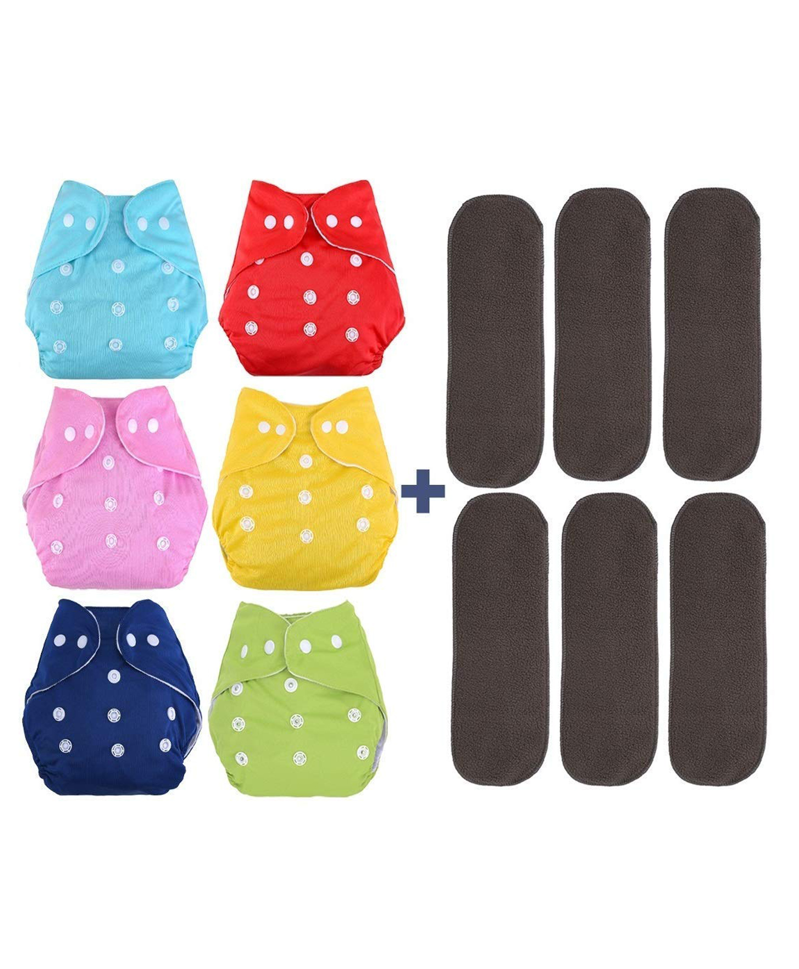 DOMENICO Adjustable Cloth Diaper Nappies With Wet Free Inserts Pack of 12 - Multicolor-picture-39