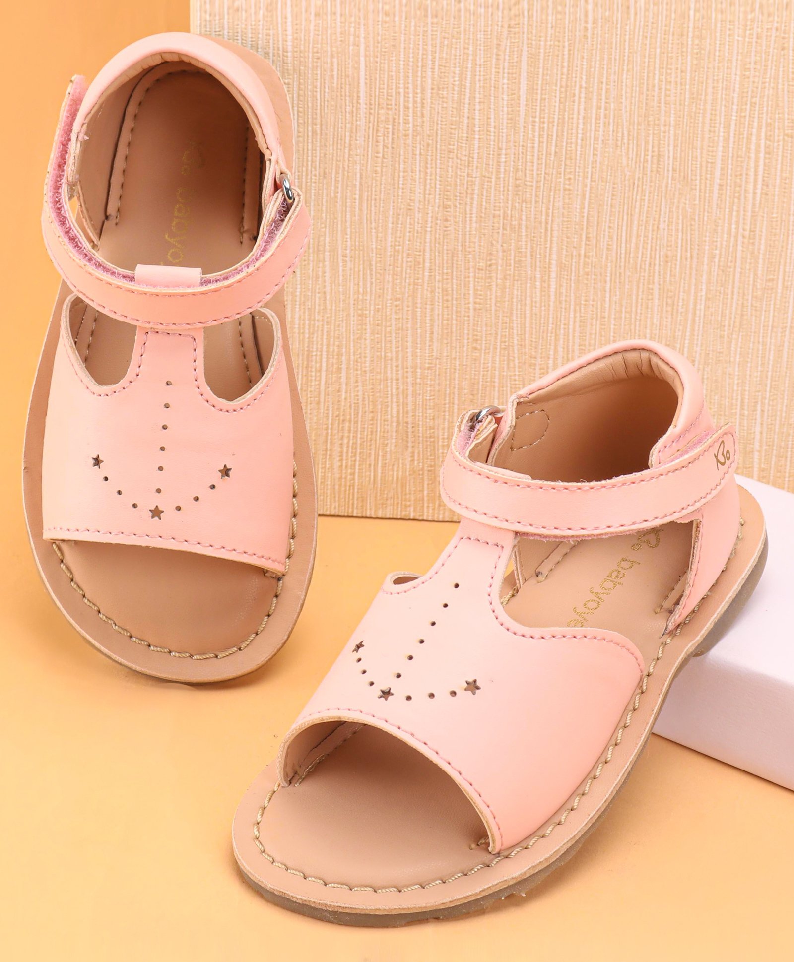 Babyoye Solid Velcro Closure Sandals - Fuchsia-image-44