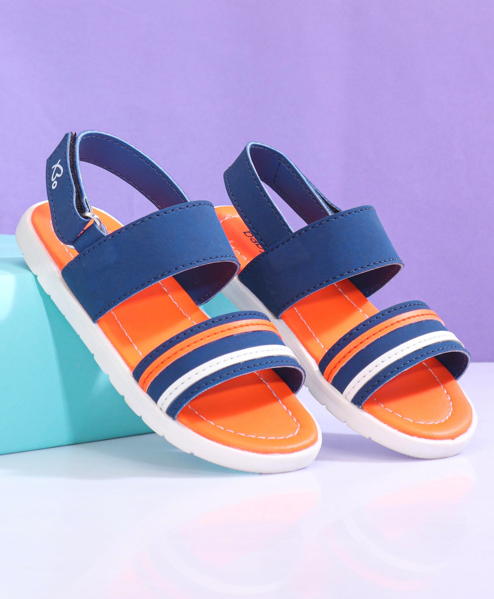 Babyoye Sandals with Velcro Closure - Blue Orange-image-11