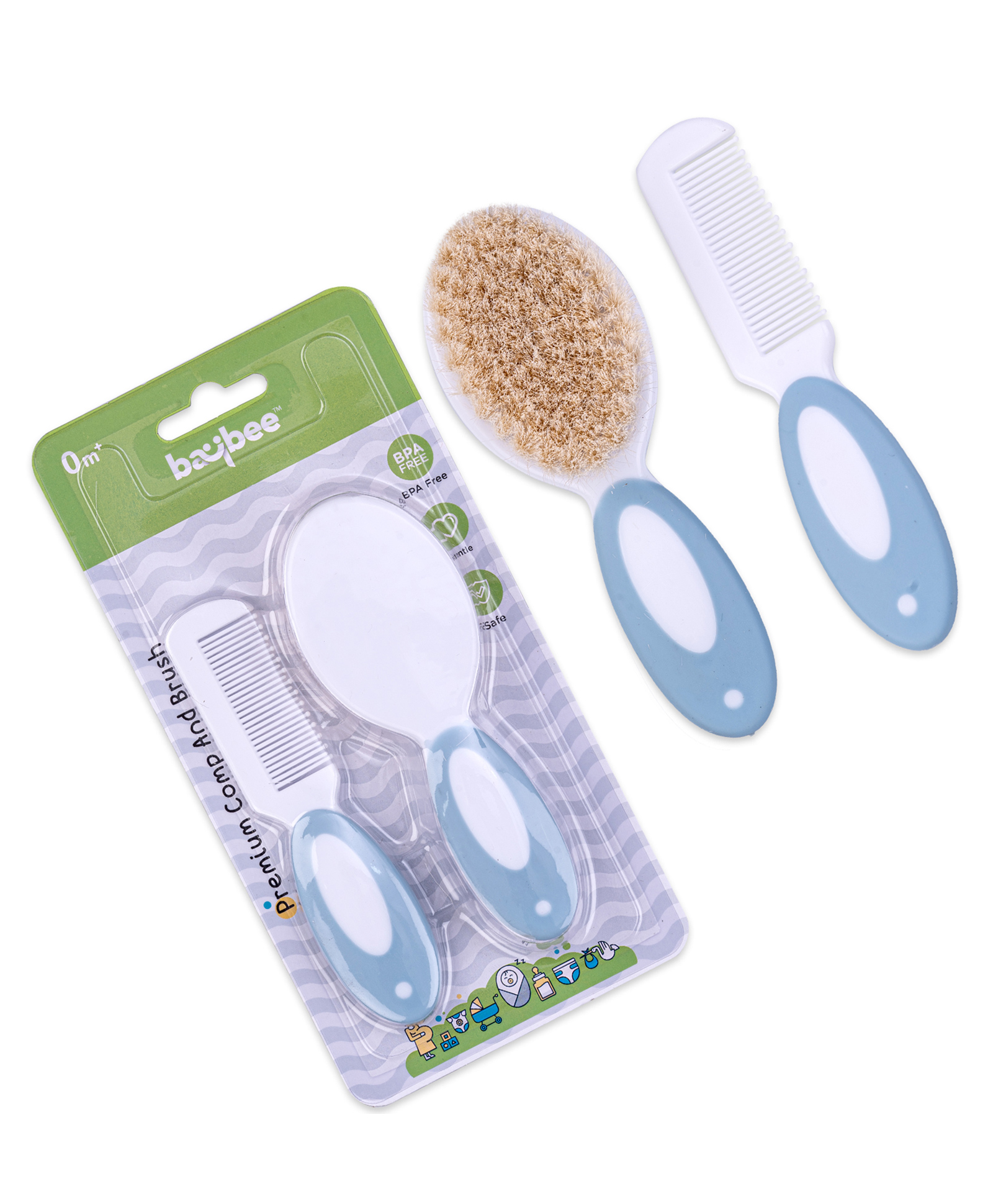 BAYBEE Premium Hair Brush & Comb Grooming Set - Blue-image-25