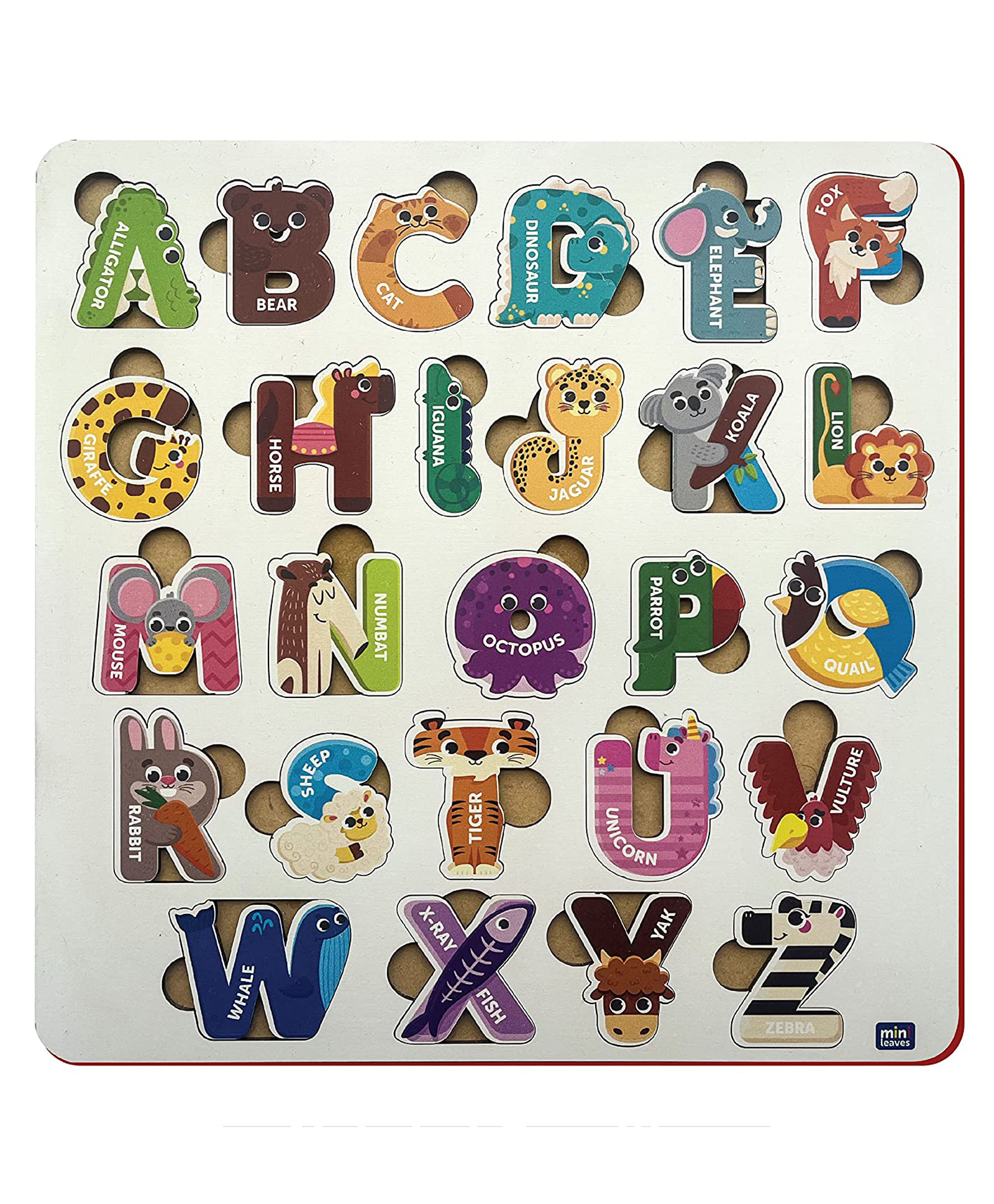 Mini Leaves 26 Pieces Wooden 3D Capital Letter ABCD Puzzle-image-31