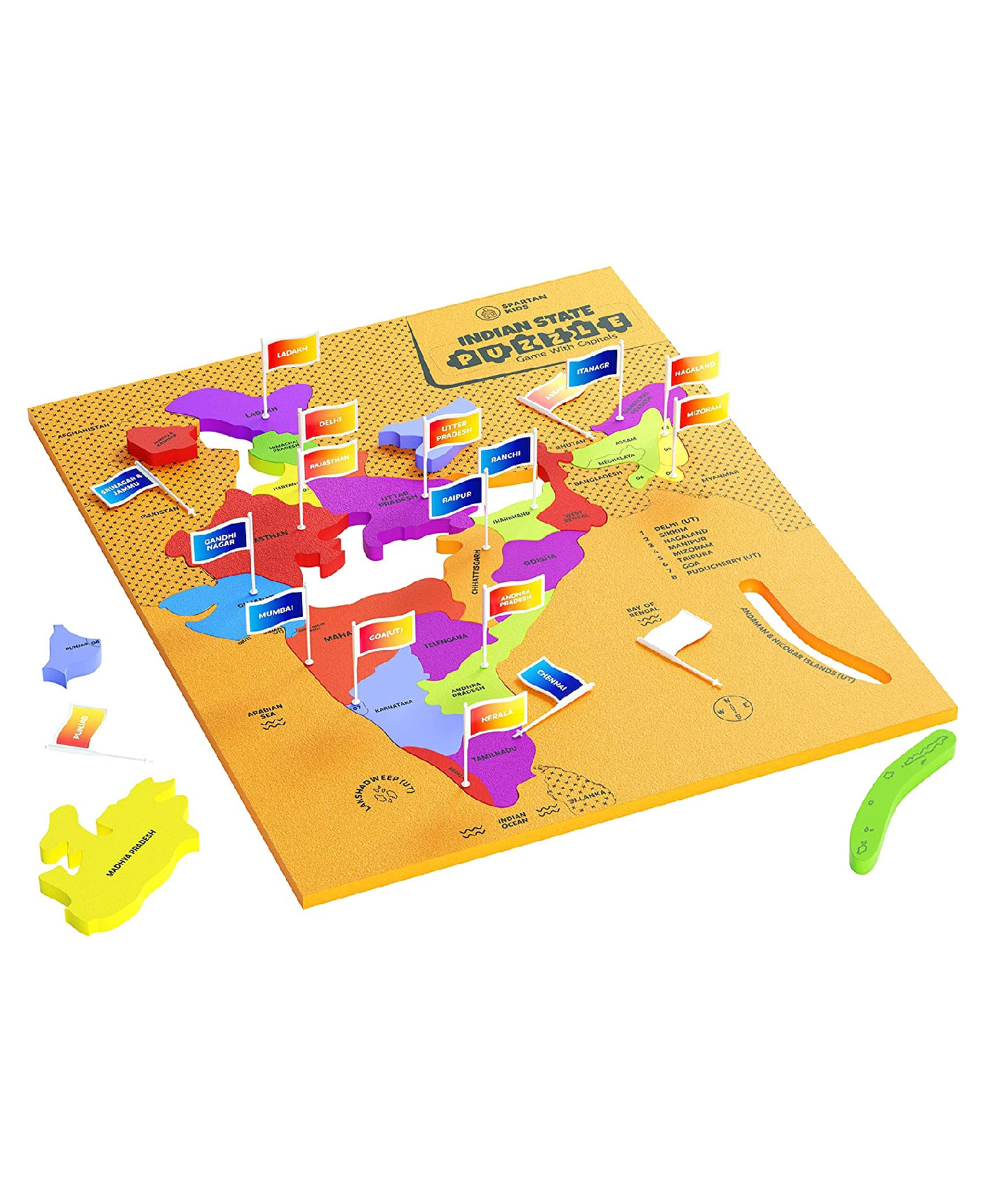 Spartan Kids India With Capitals Map Puzzle Multi Color - 24 pieces-picture-20