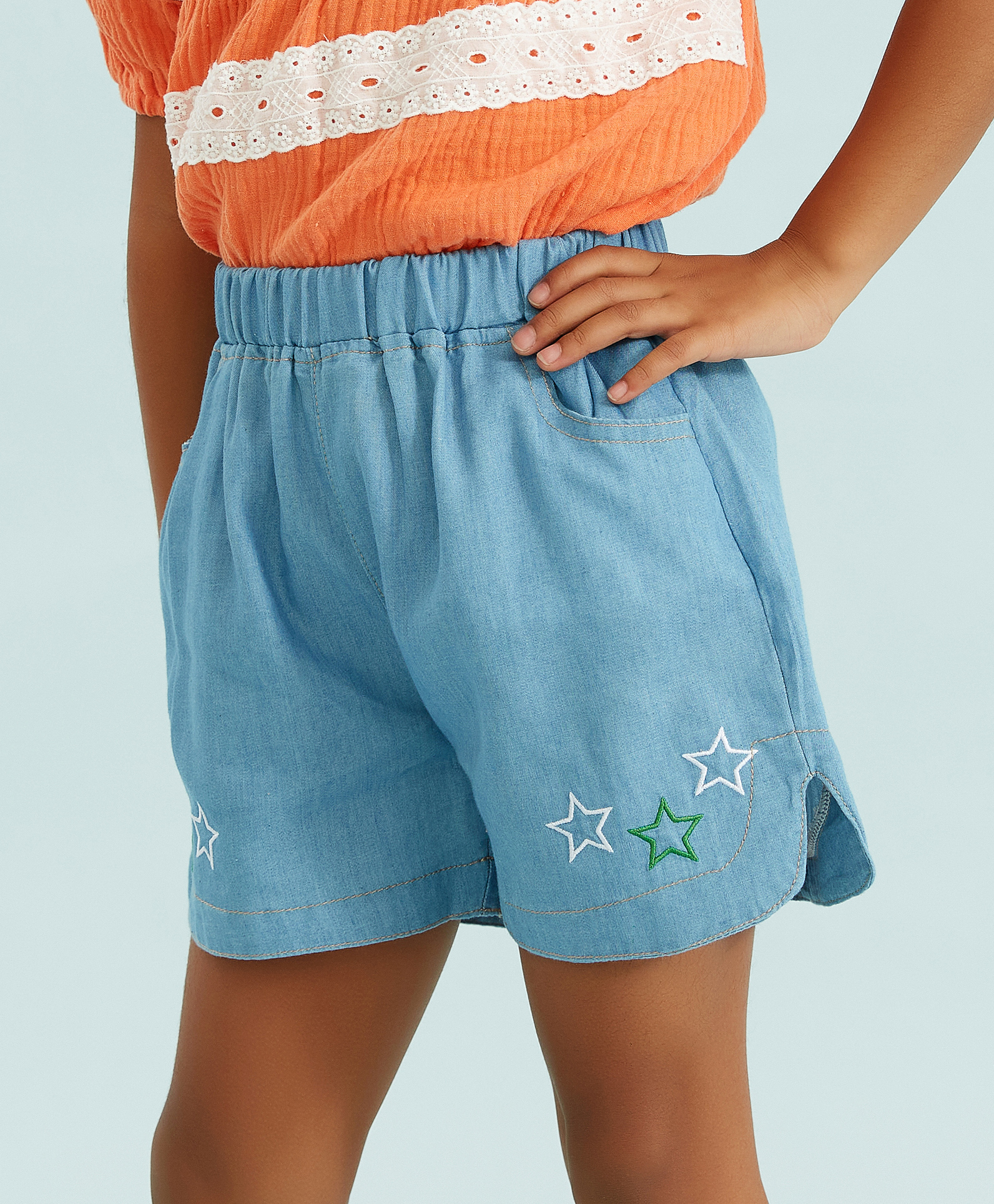 Kookie Kids Denim Shorts Embroidery Design - Blue-image-26